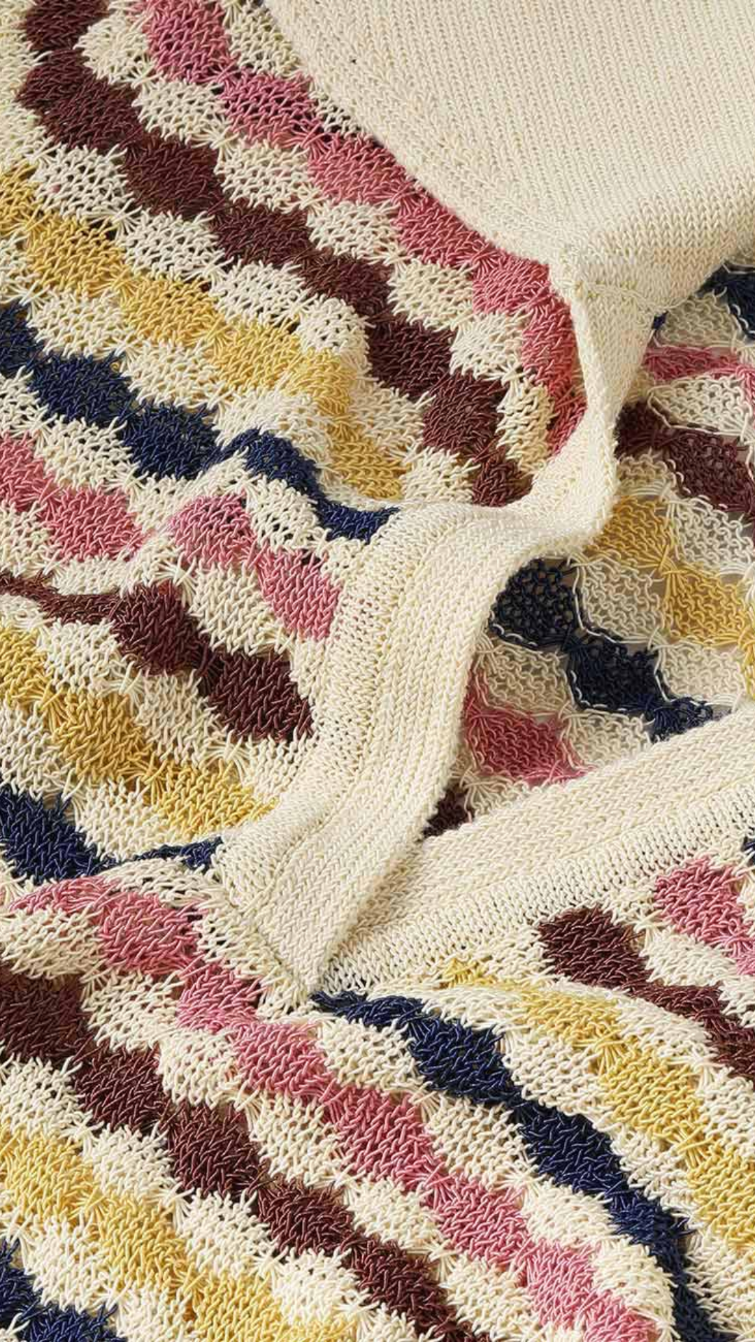 Zimmermann Awaken Scallop Knit Polo in Multi Stripe