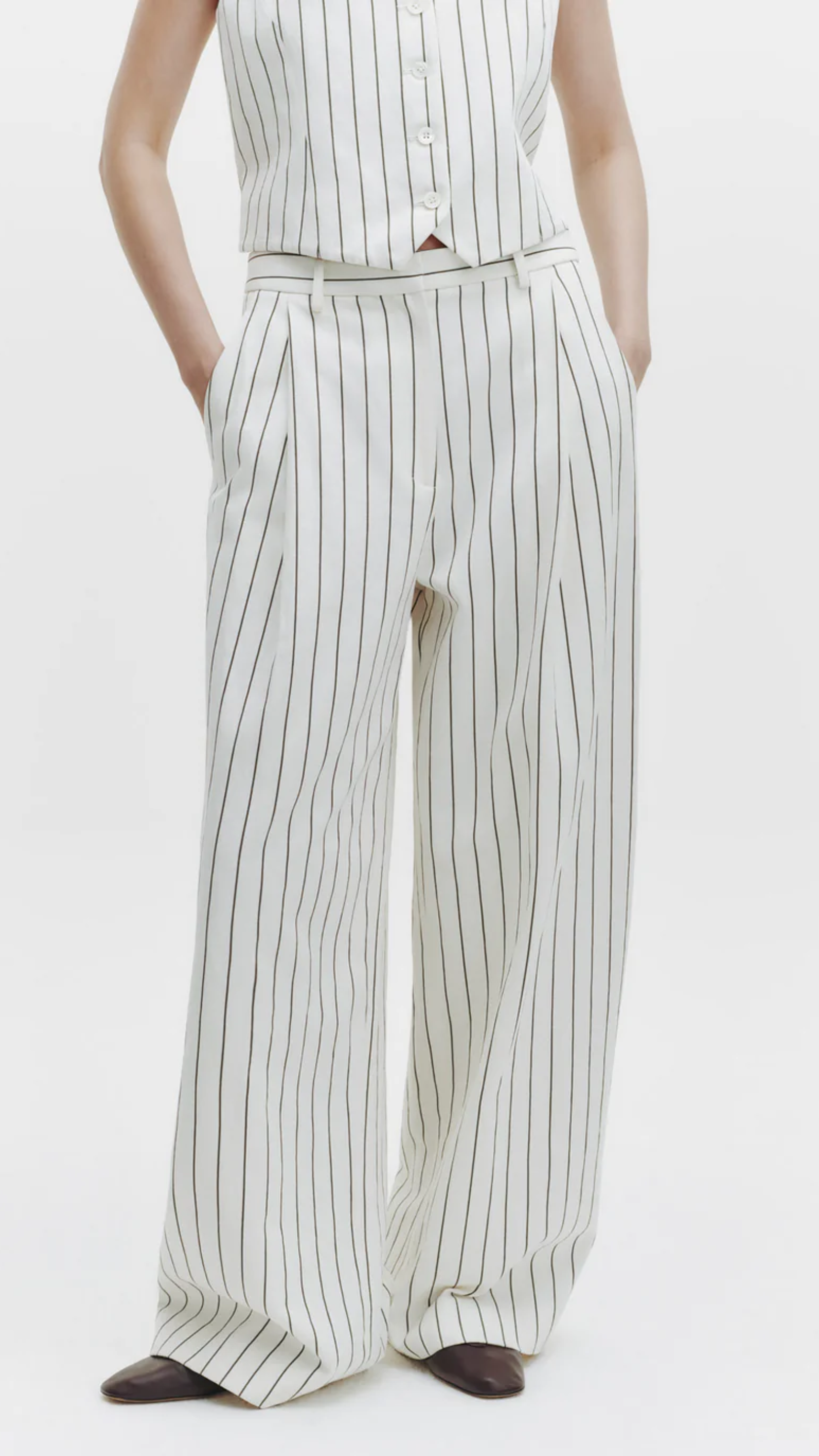 TWP Greenwich Avenue Pant in Ivory Chocolate