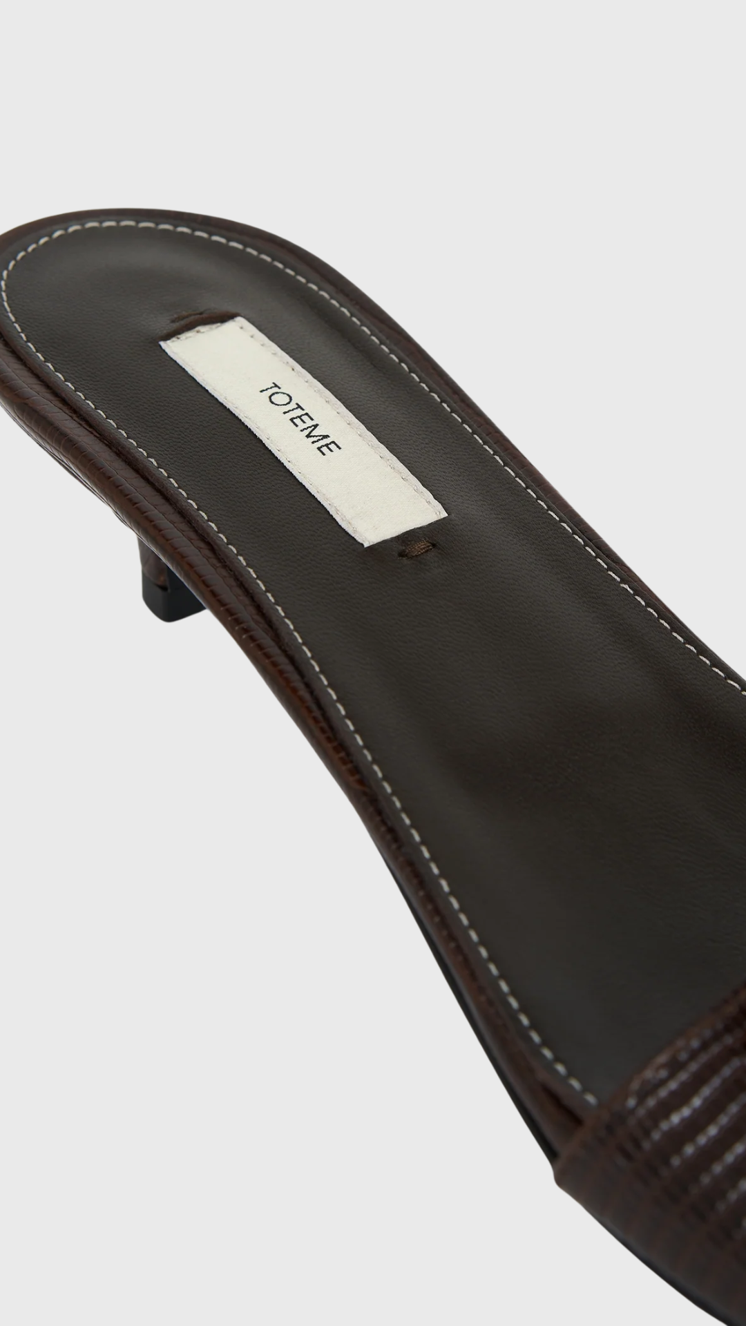 Toteme Slim Lizzard-Ebossed Leather Mules in Brown