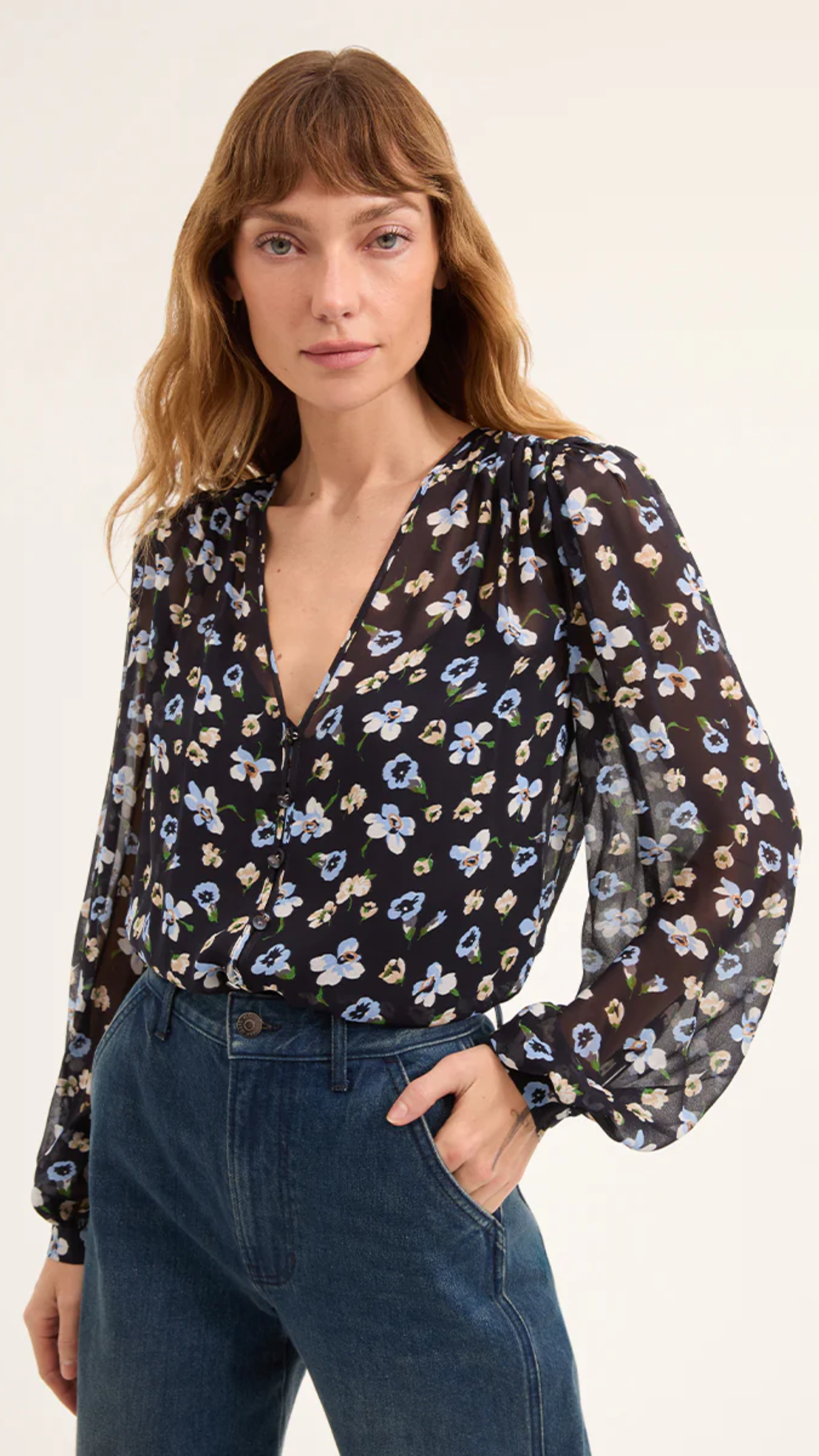 Veronica Beard Alec Top in Navy Multi