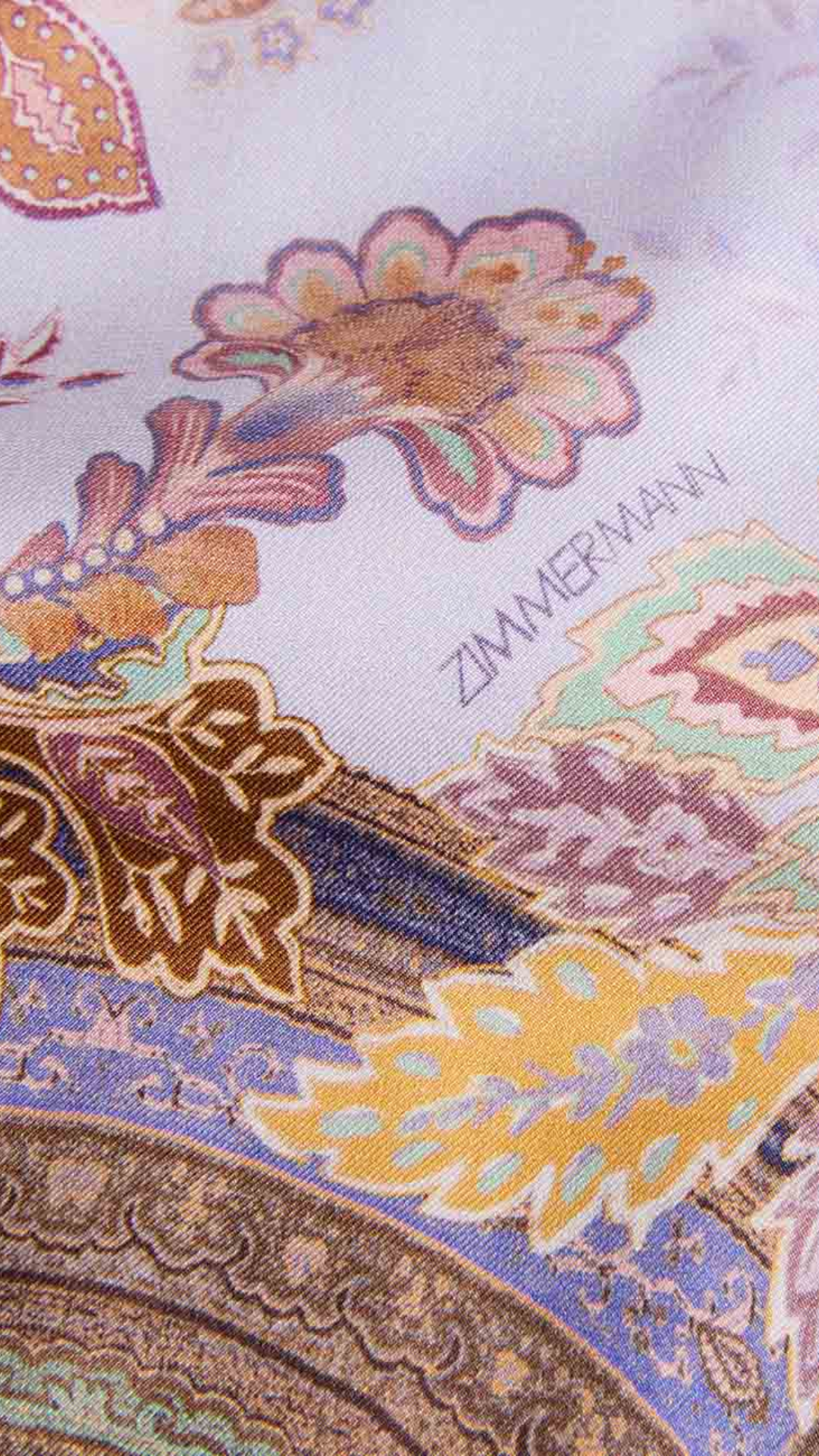 Zimmermann Luna Printed Silk Polo in Lilac