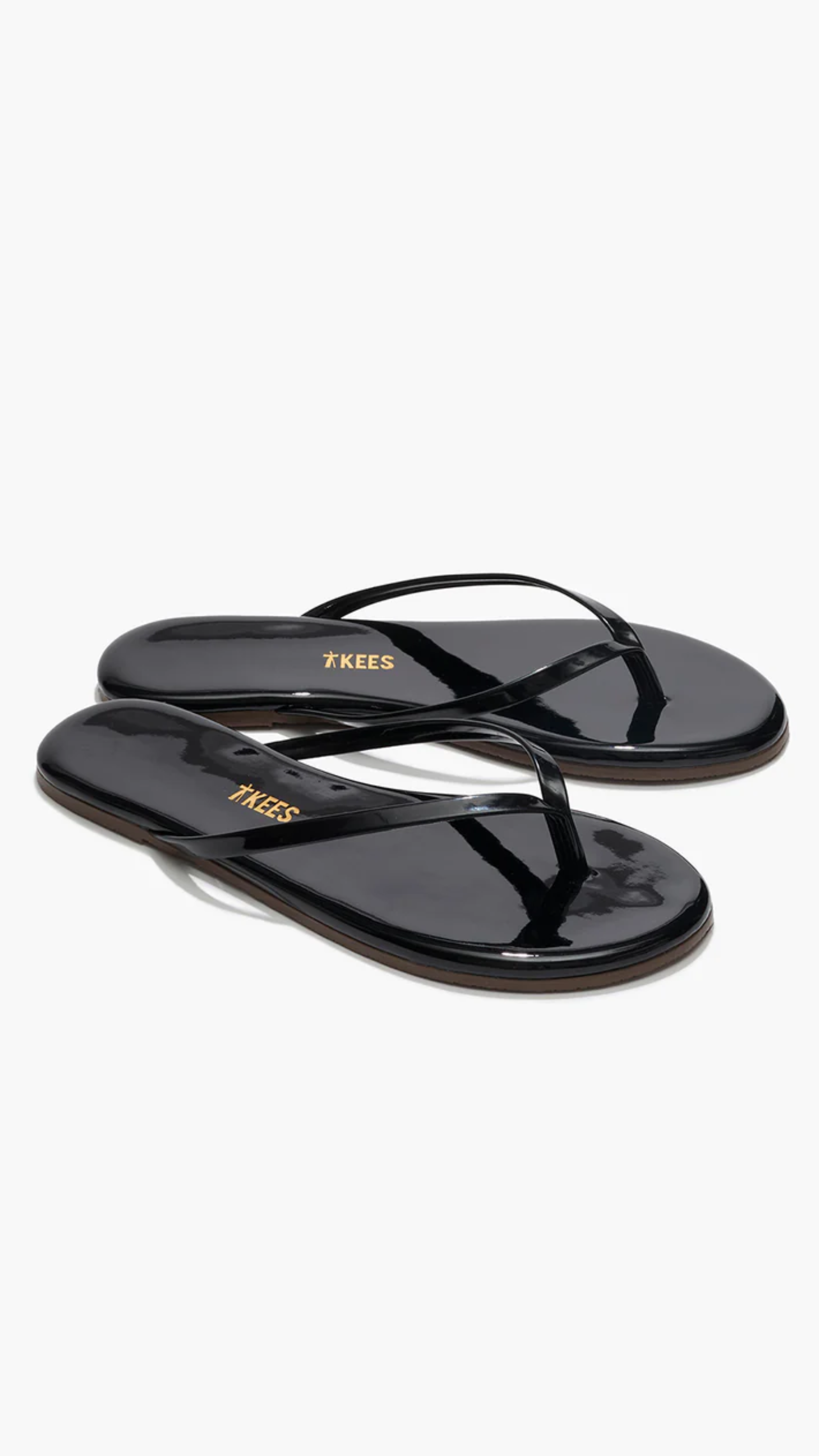 Tkees Lily Glosses Leather Flip Flops in Licorice