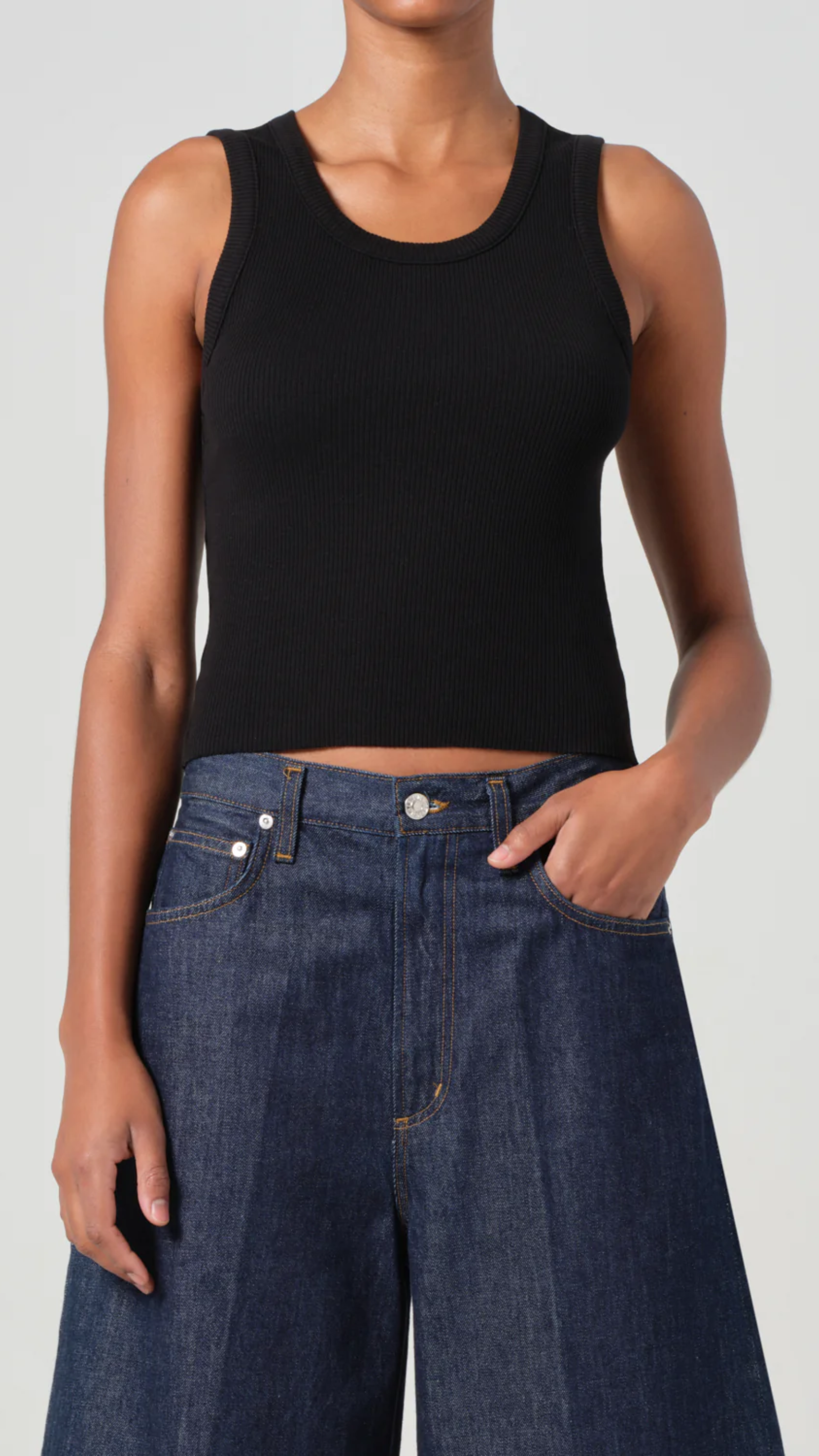 Agolde Shrunken Poppy Tank in Black