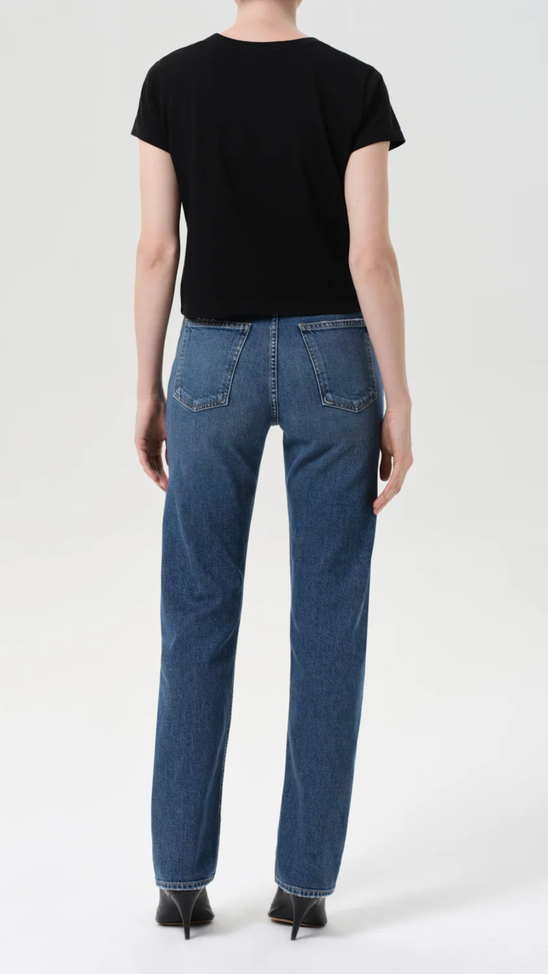 Agolde 90's Pinch Waist High Rise Straight Long Jean in Overcast