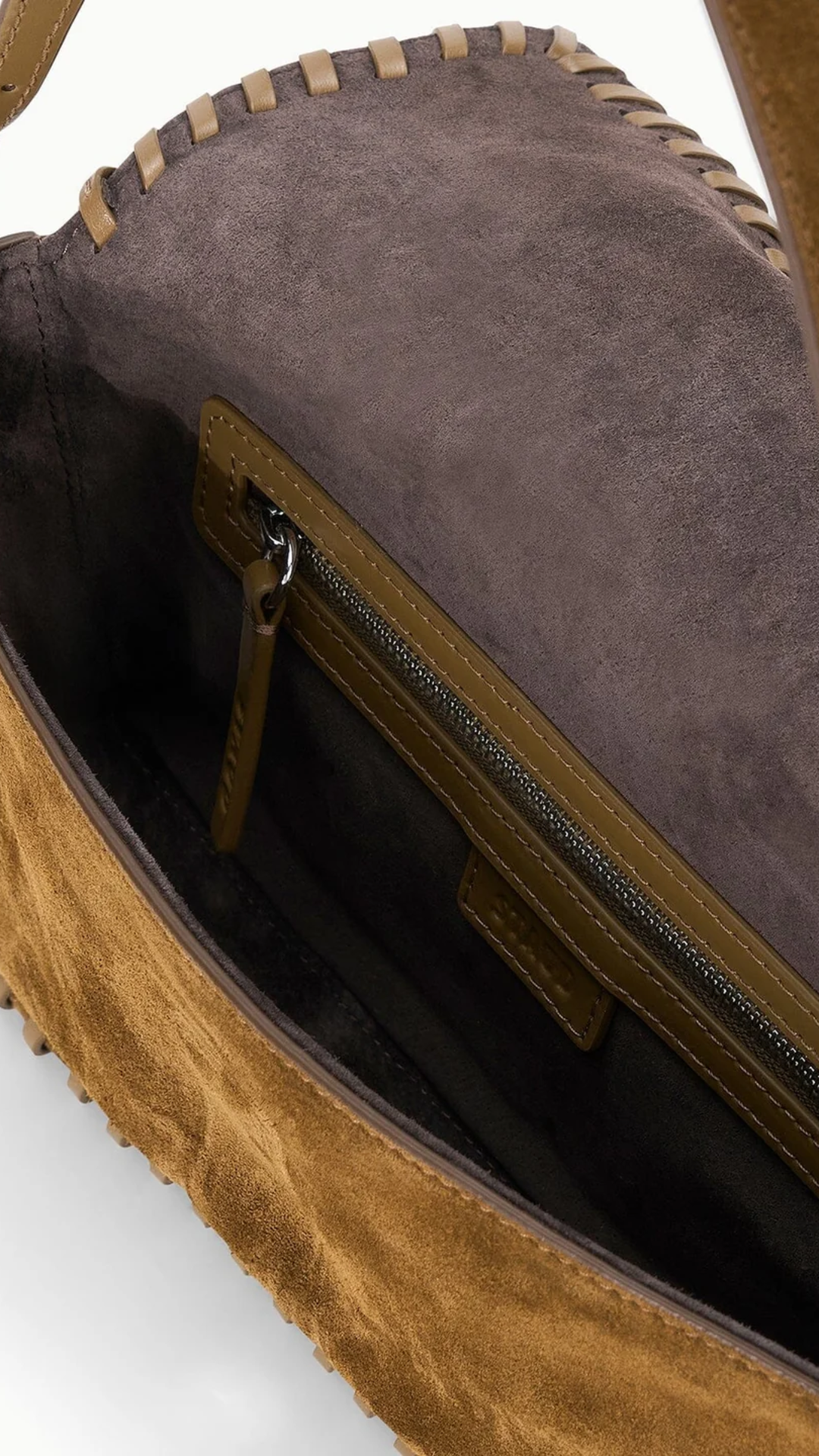 Staud Harlow Suede Bag in Cigar