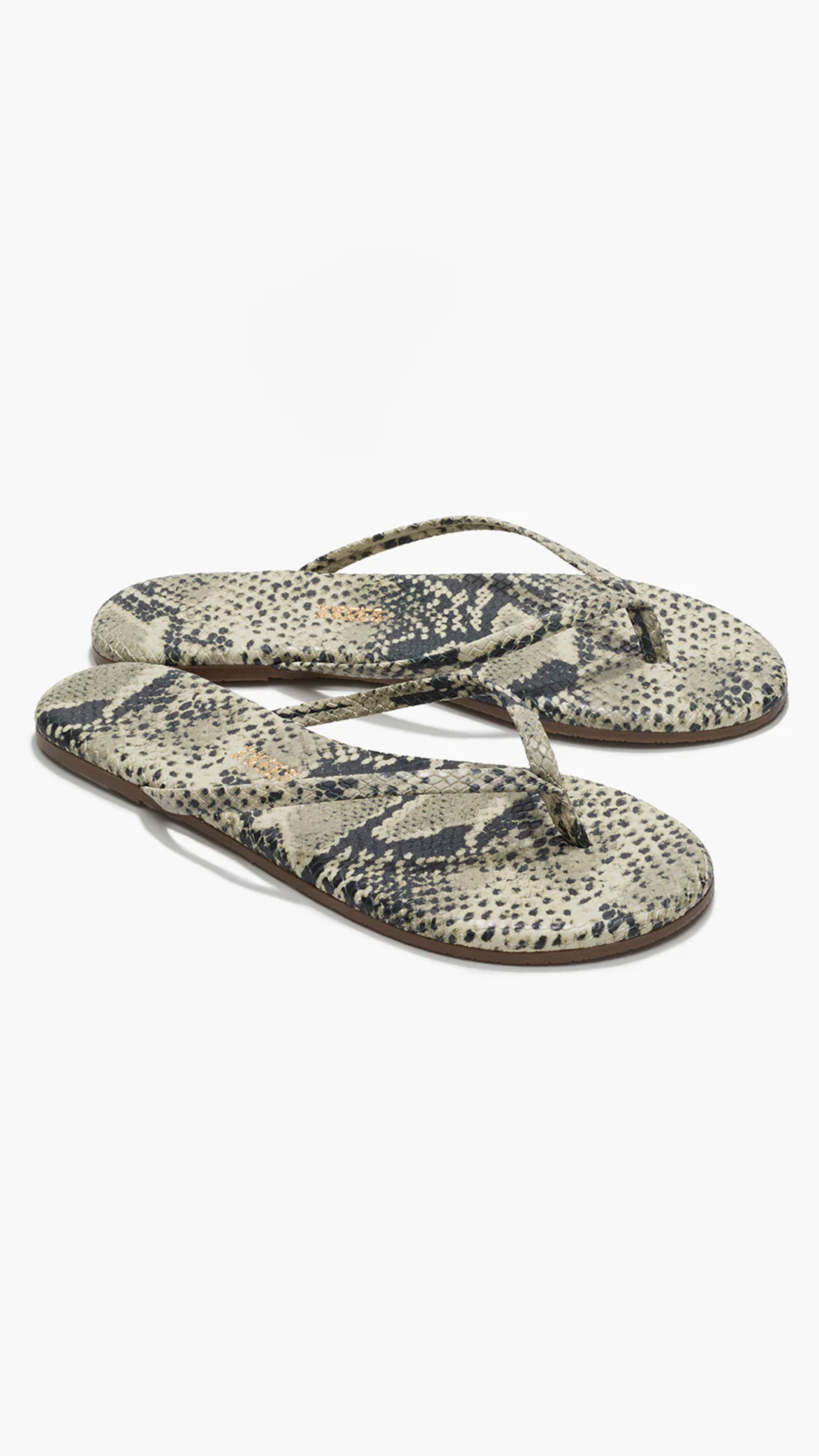 Tkees Lily Vegan Animal Leather Flip Flops in Sand Snake
