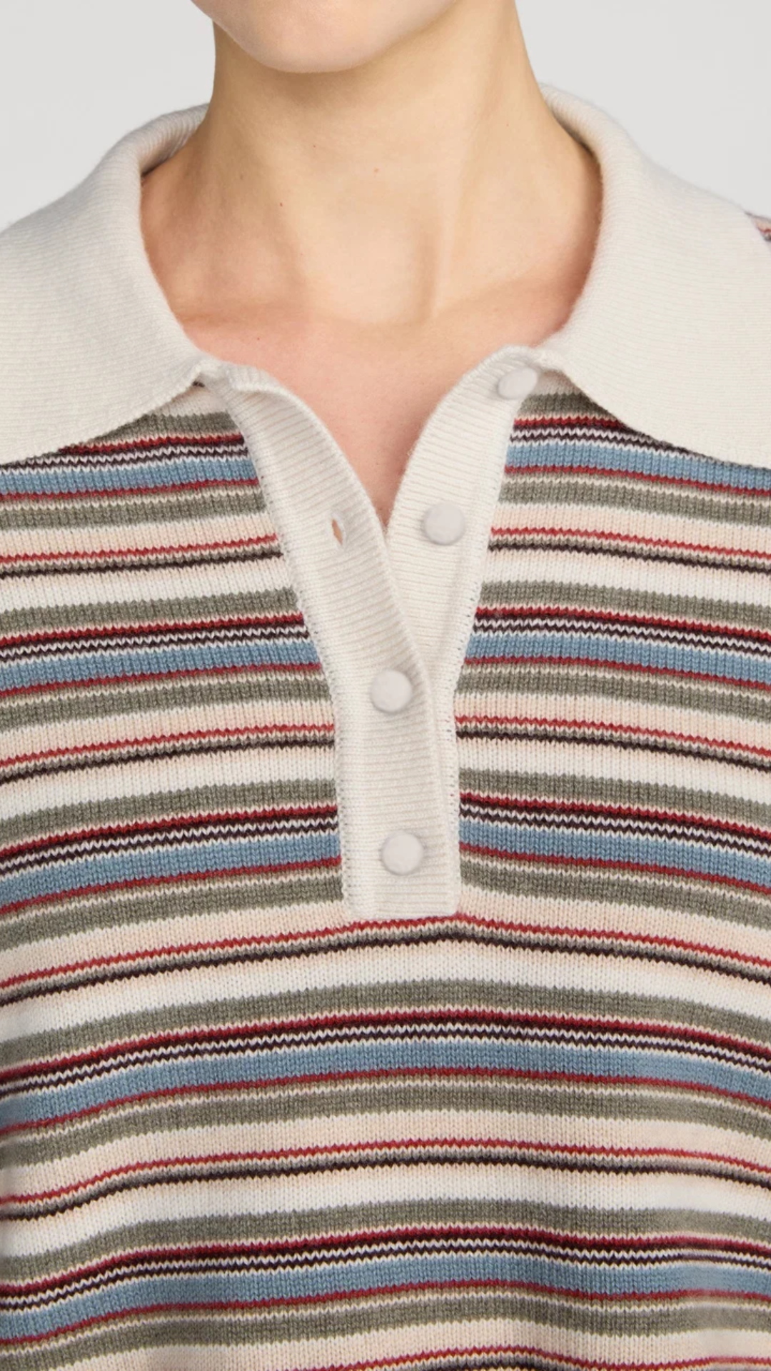 Frame The Quad Polo in Sky Blue Multi Stripe