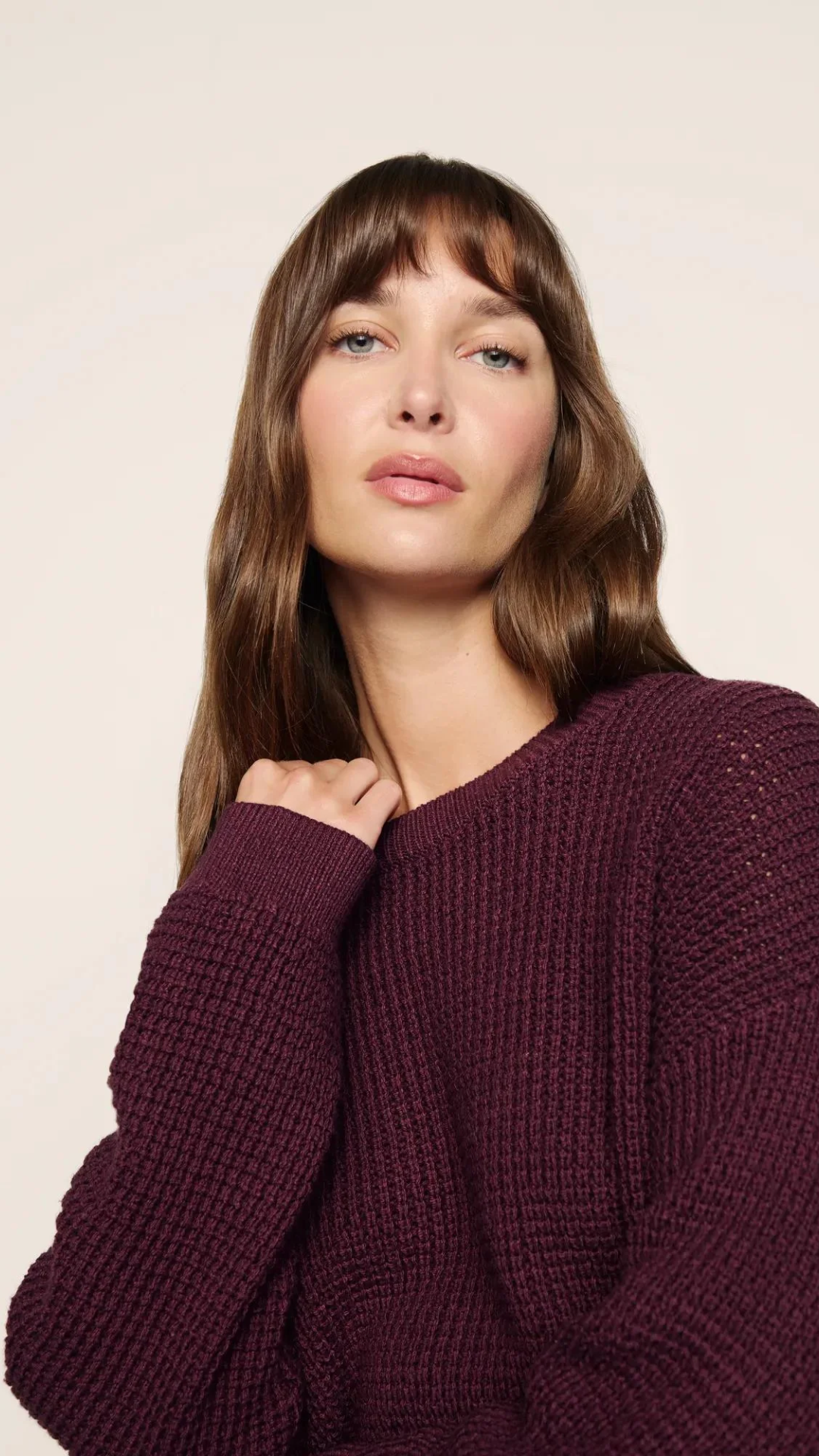 Eberjey Sweater Cropped Crew in Wildberry