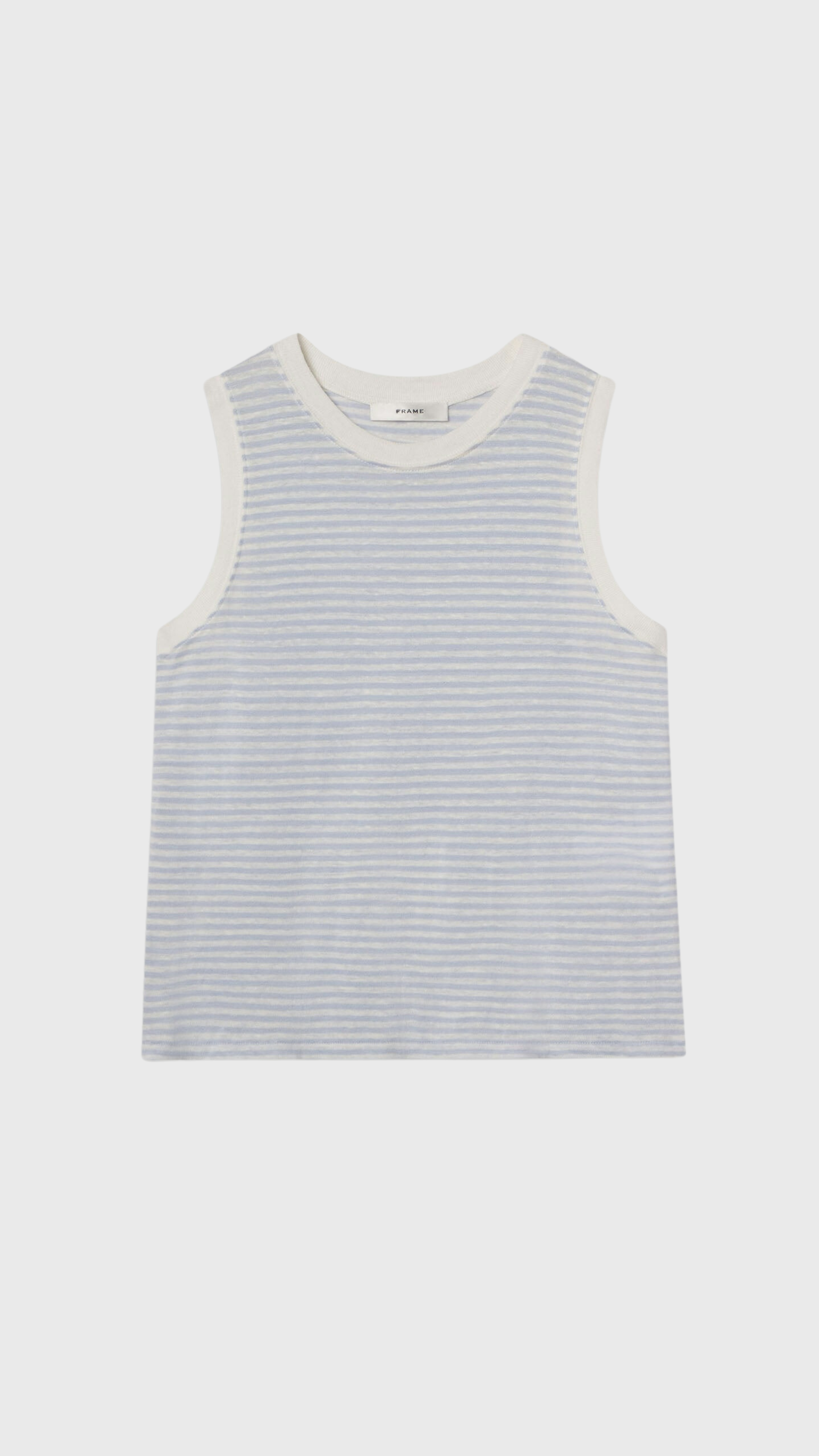 Frame Muscle Crew Tee in Light Chambray Multi