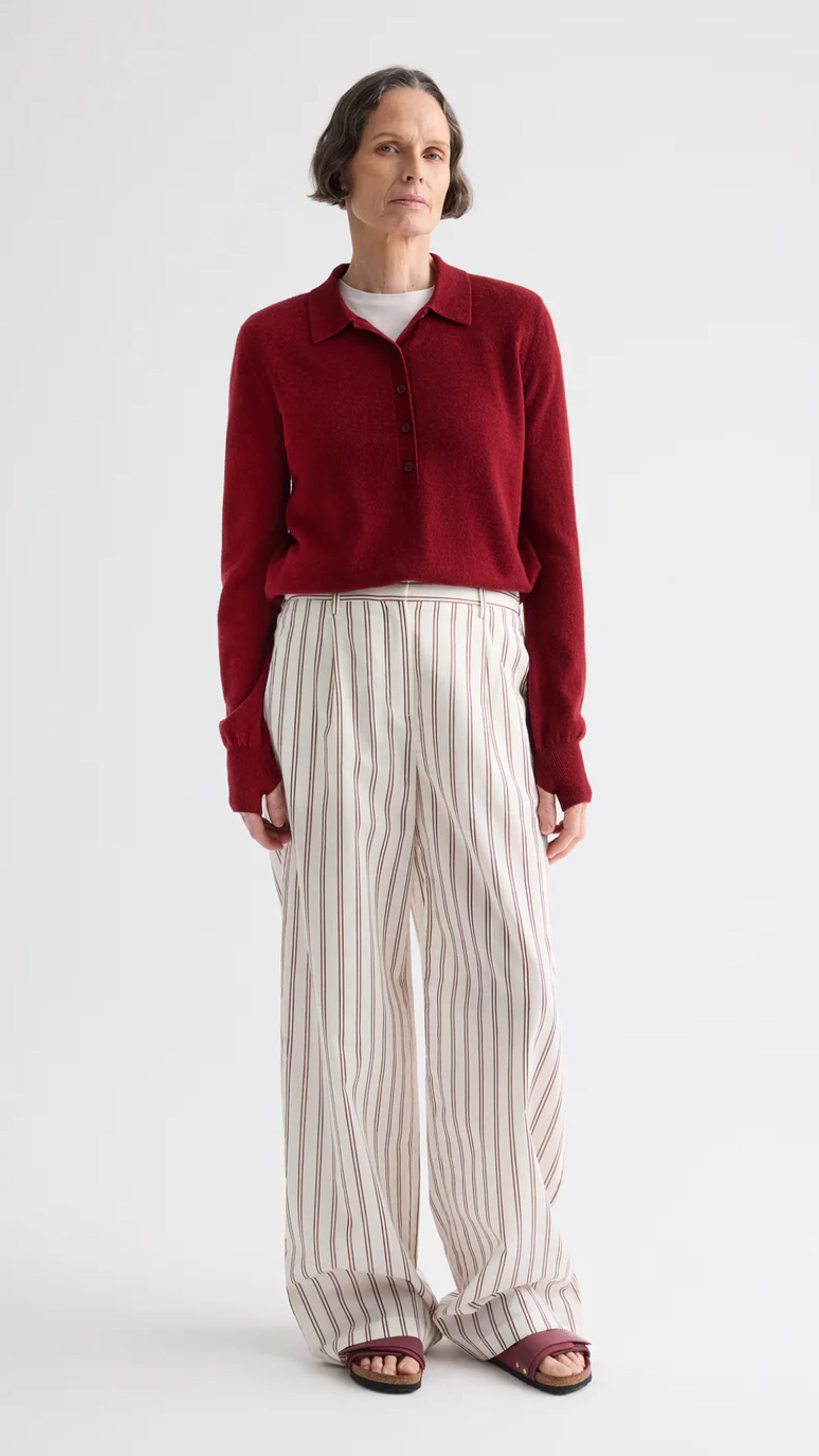 TWP Uma Henley Cashmere Sweater in Karanda Red