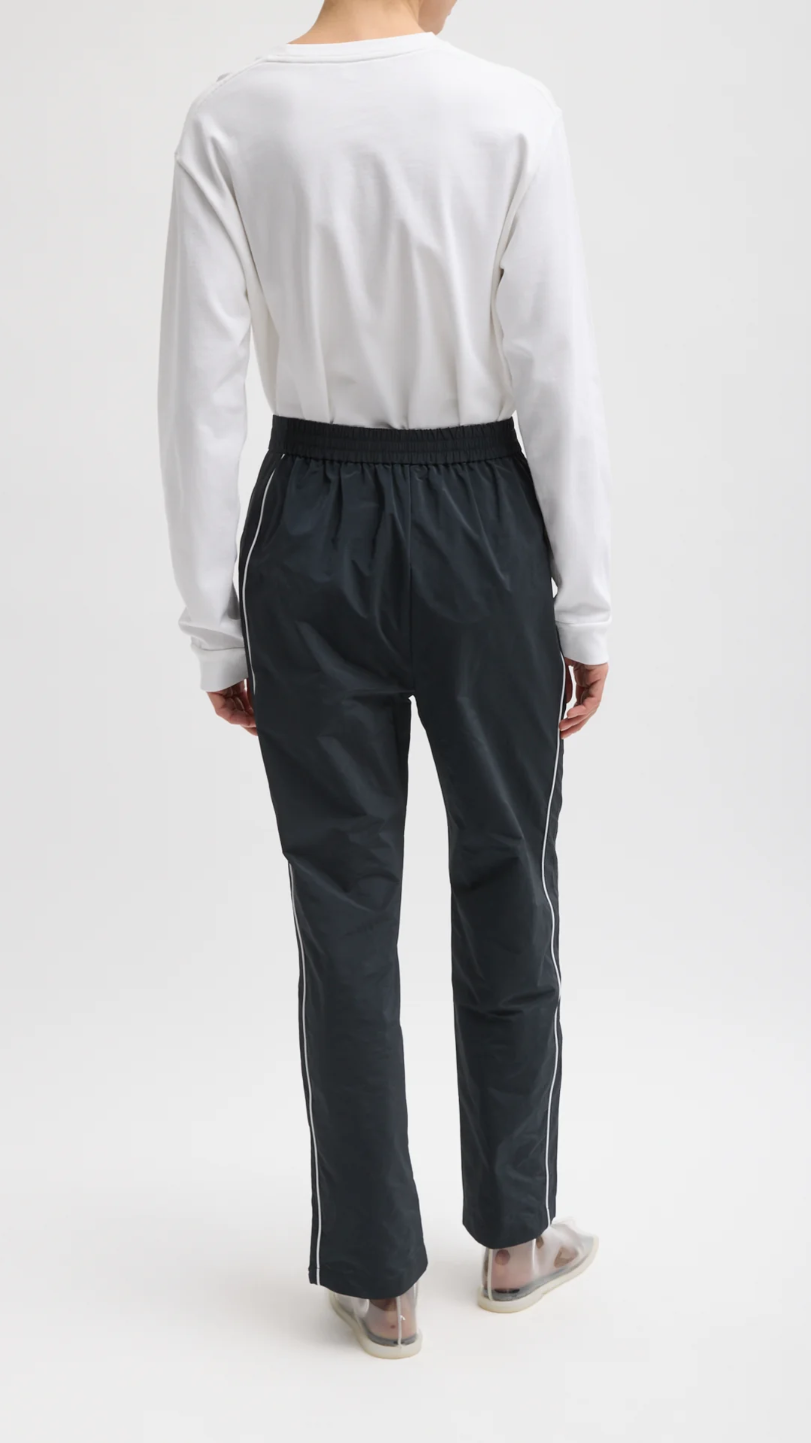 Tibi Nylon Piped Jogger in Black Multi