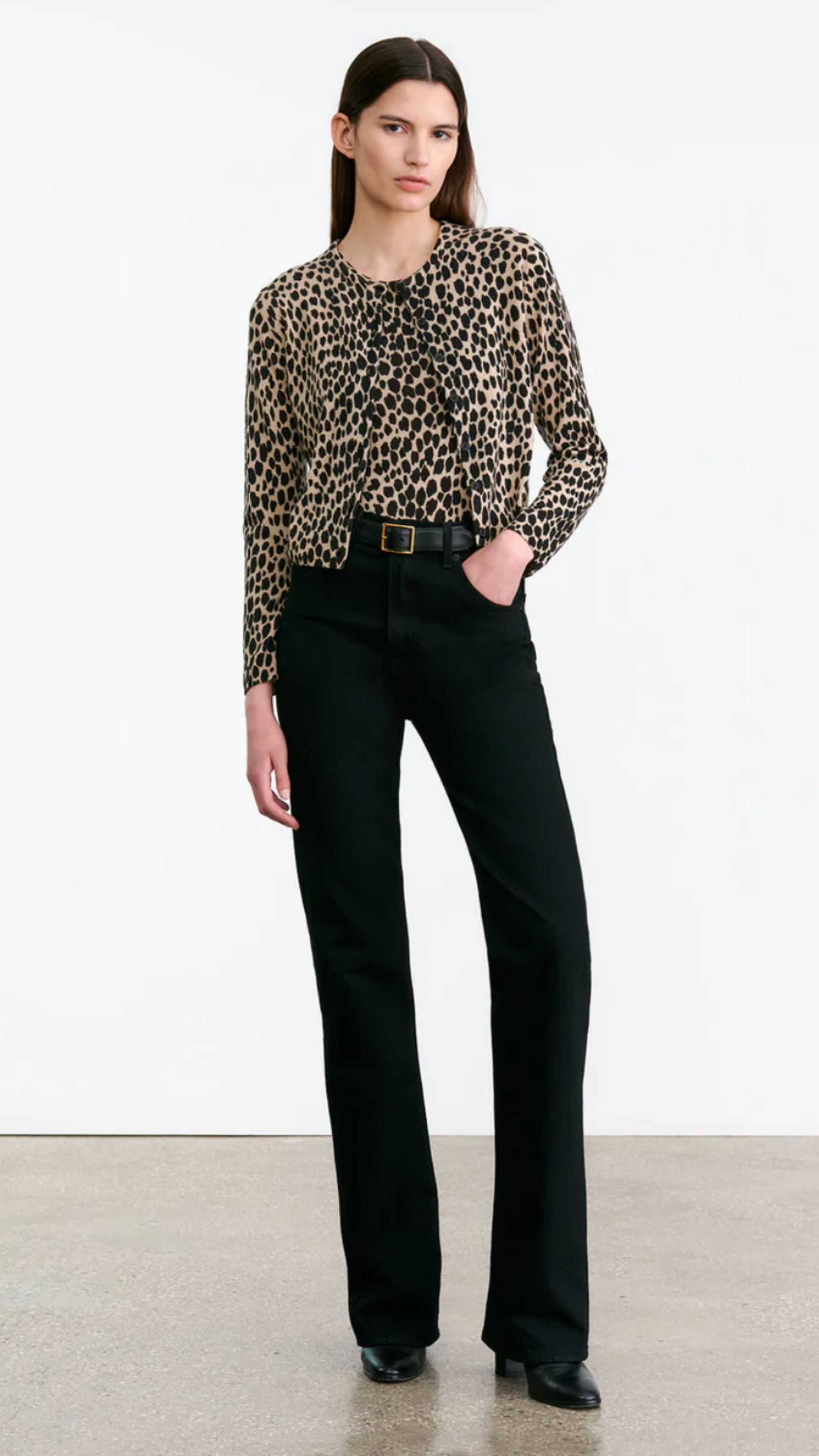 Nili Lotan Keelah Cardigan in Taupe Black Cheetah