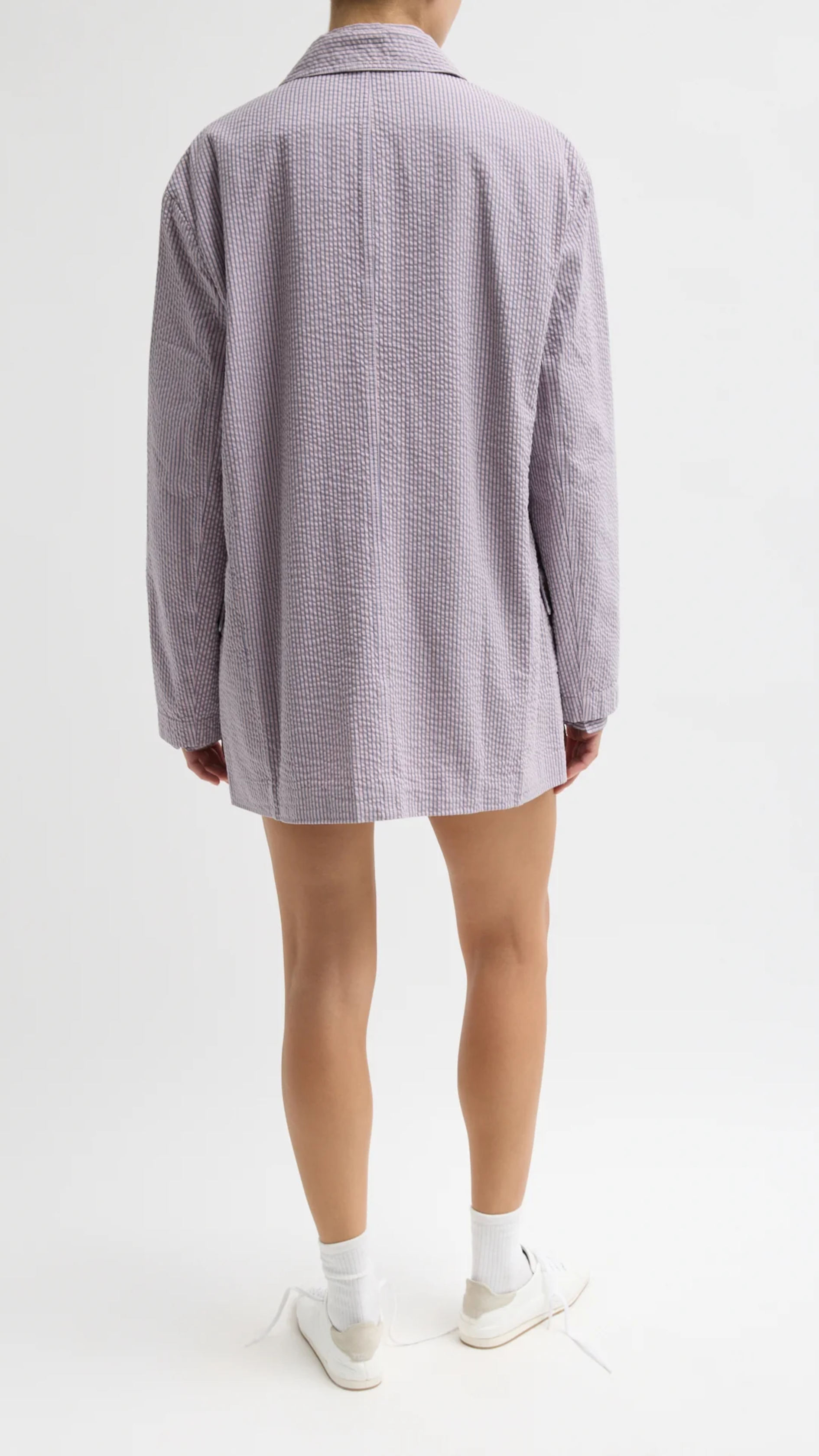 Tibi Garment Dyed Seersucker Liam Blazer in Mauve