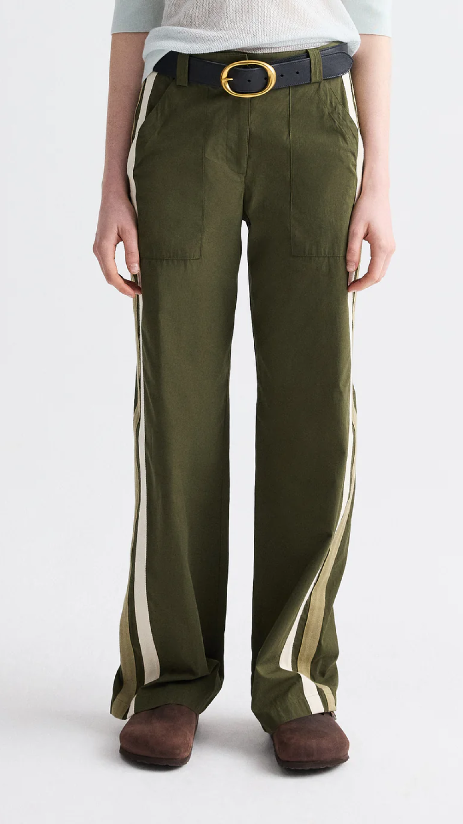 TWP Isabelle Vintage Washed Poplin Pant in Military