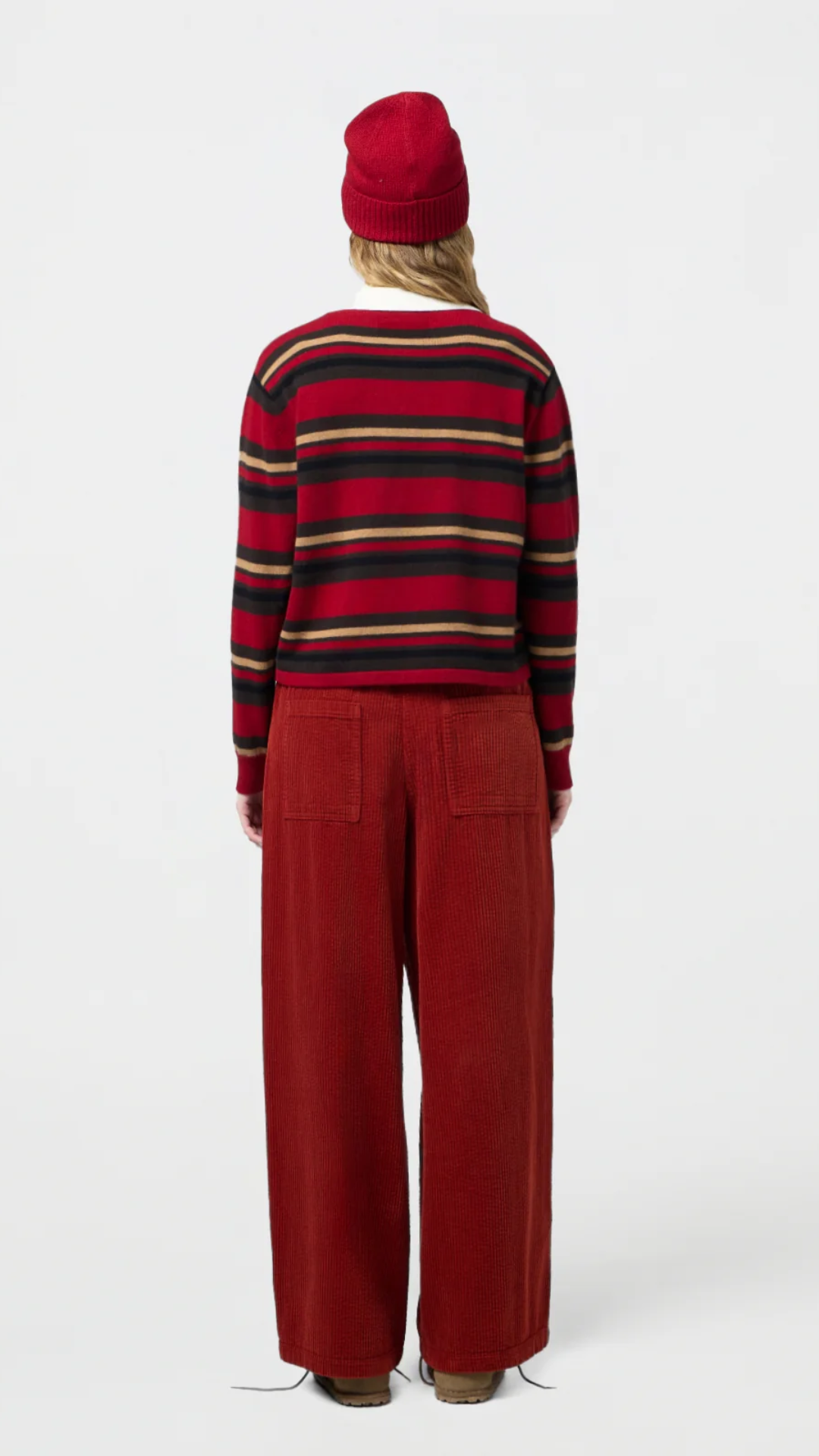 Guest in Residence Cropped Rugby Sweater in Ruby