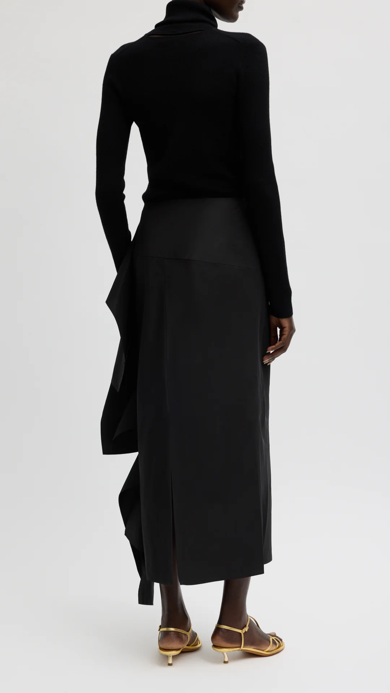 Tibi Sporty Nylon Ribbon Skirt in Black
