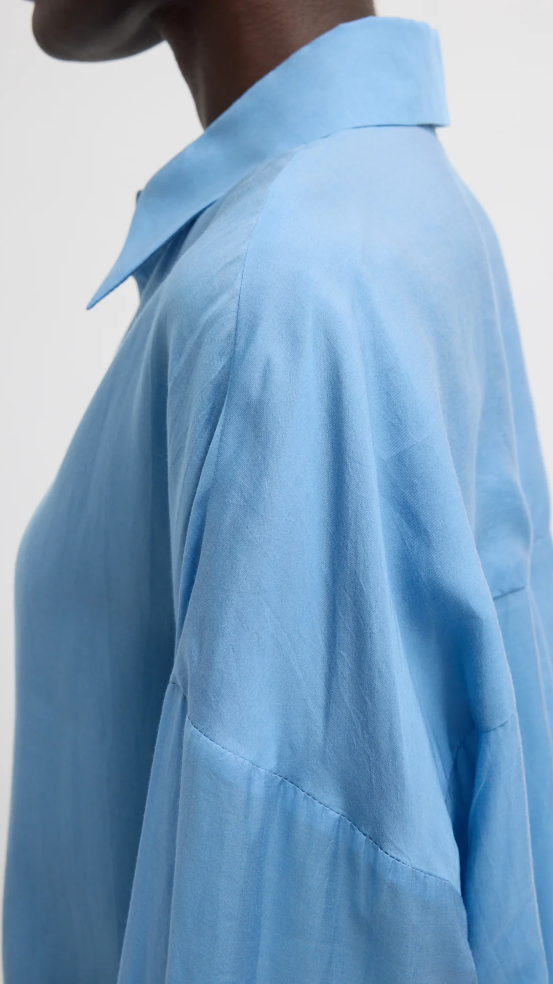 Tibi Ultra Light Silk Oversized Shirt in Blue