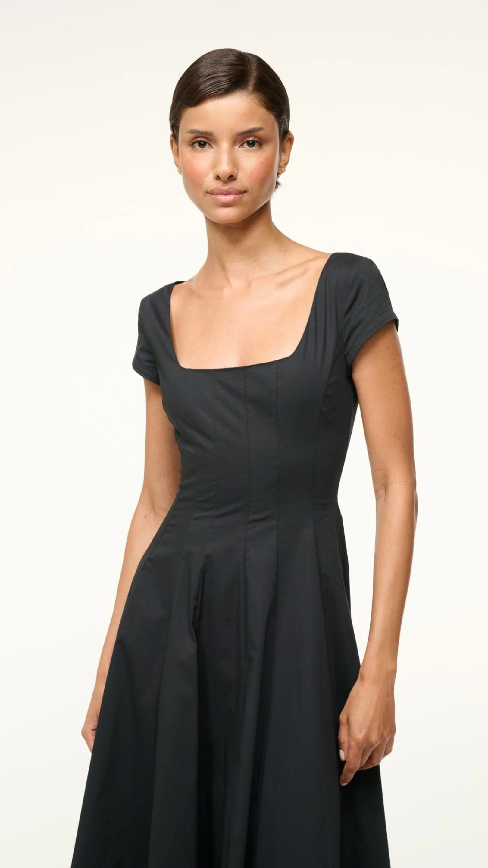 Staud Short Sleeve Wells Dress in Black