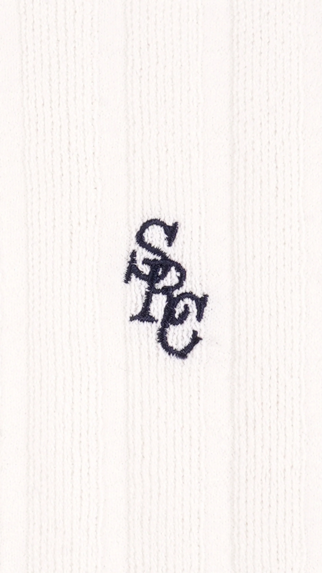Sporty & Rich SRC Ribbed Cardigan in Ecru/Navy
