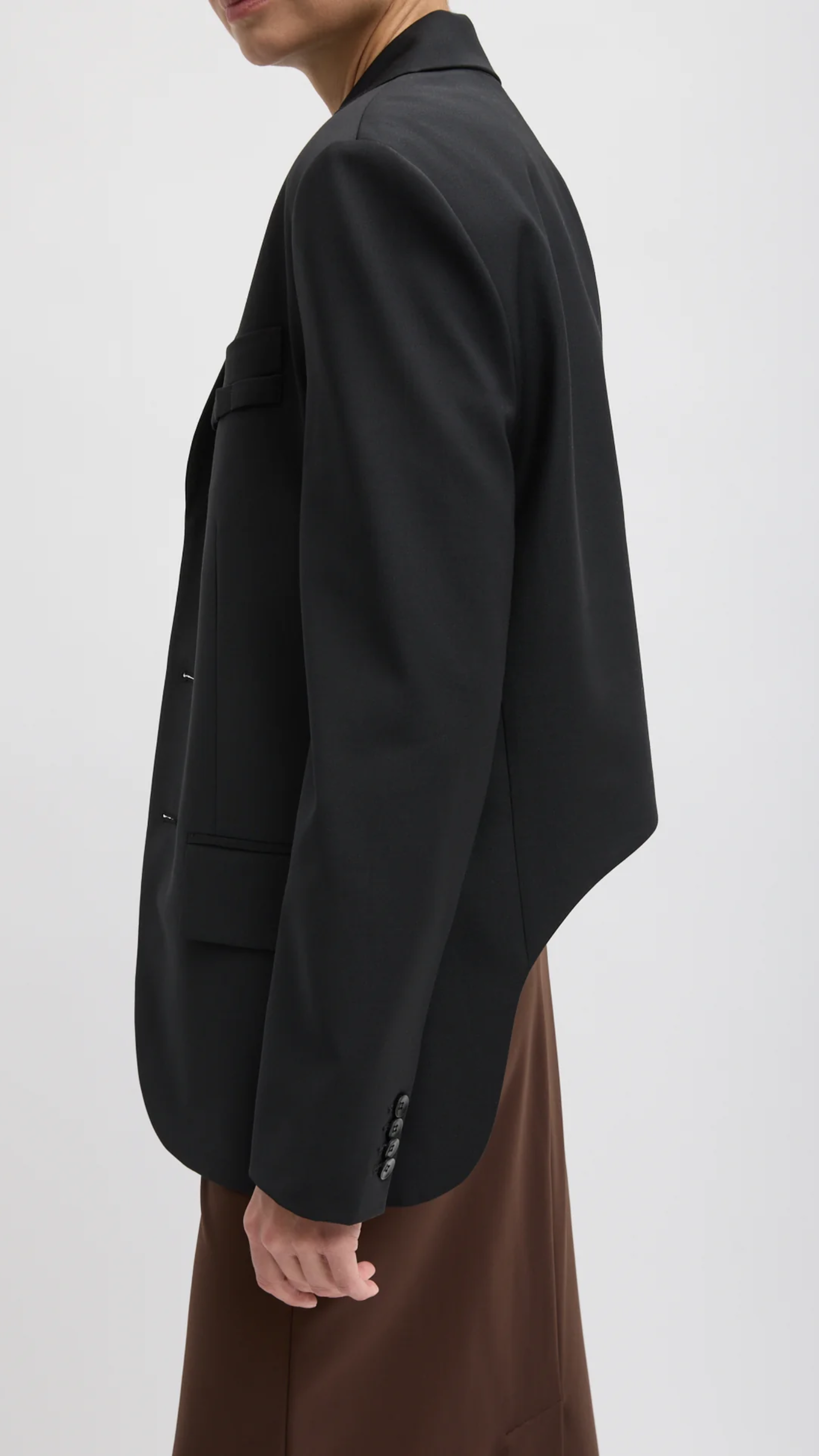 Tibi Tropical Wool Dennis Cutout Blazer in Black