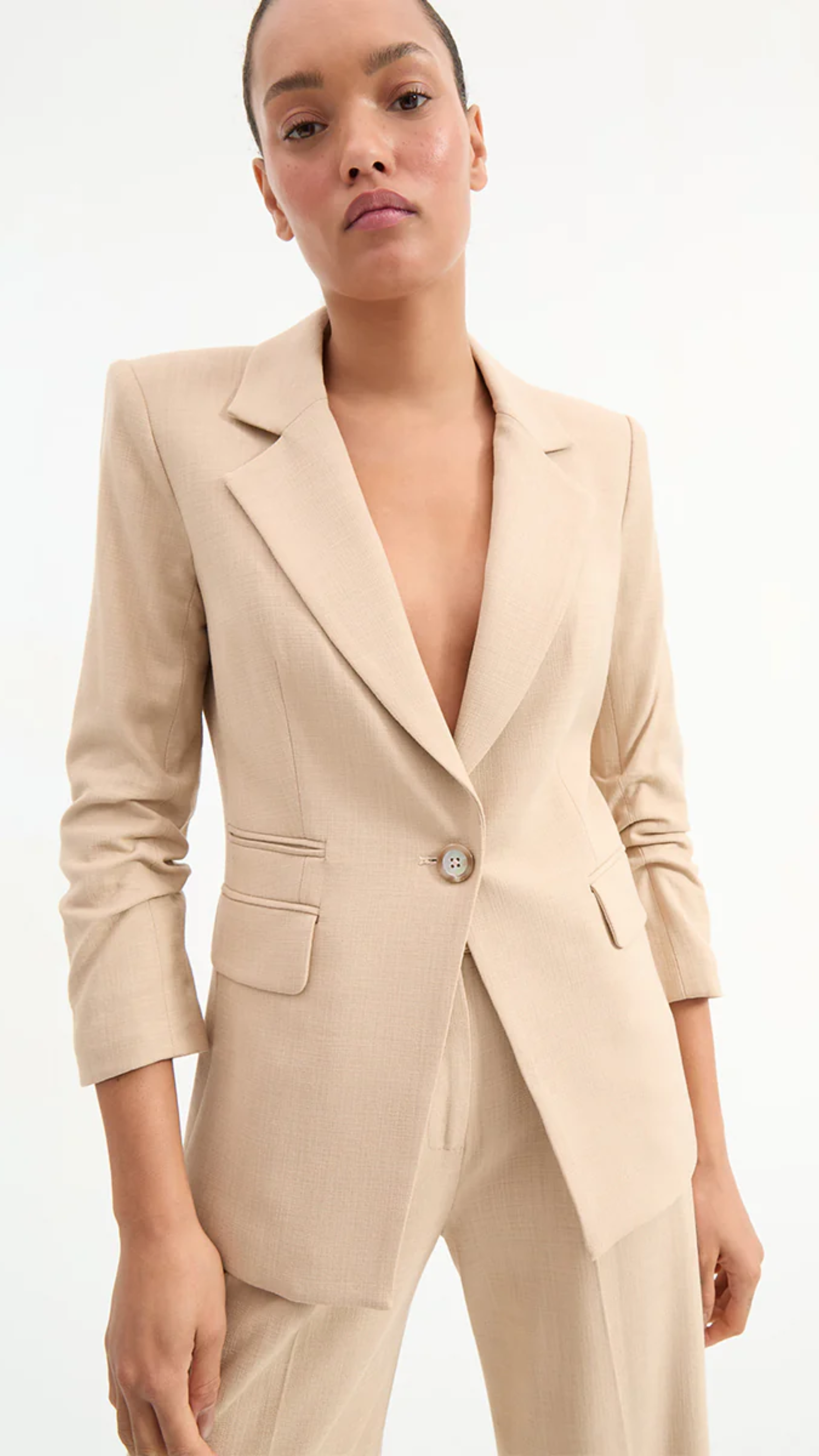 Veronica Beard Battista Dickey Jacket in Stone Khaki