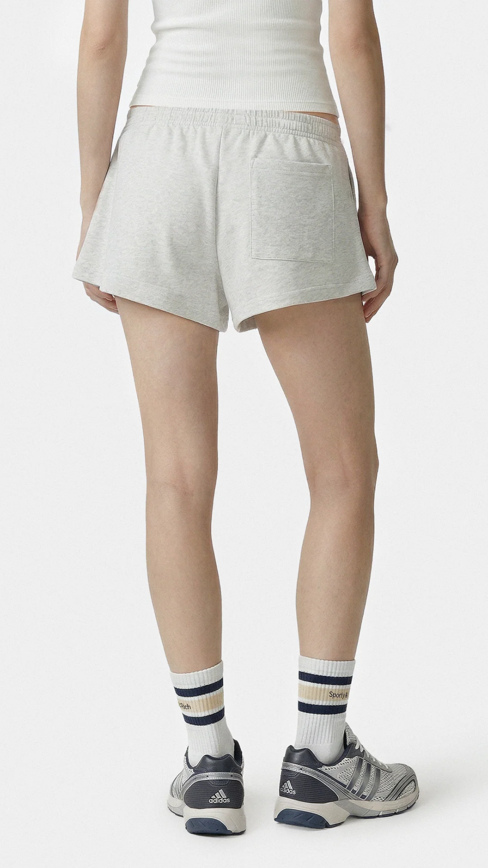 Sporty & Rich Beverly Script Disco Short in Heather Gray
