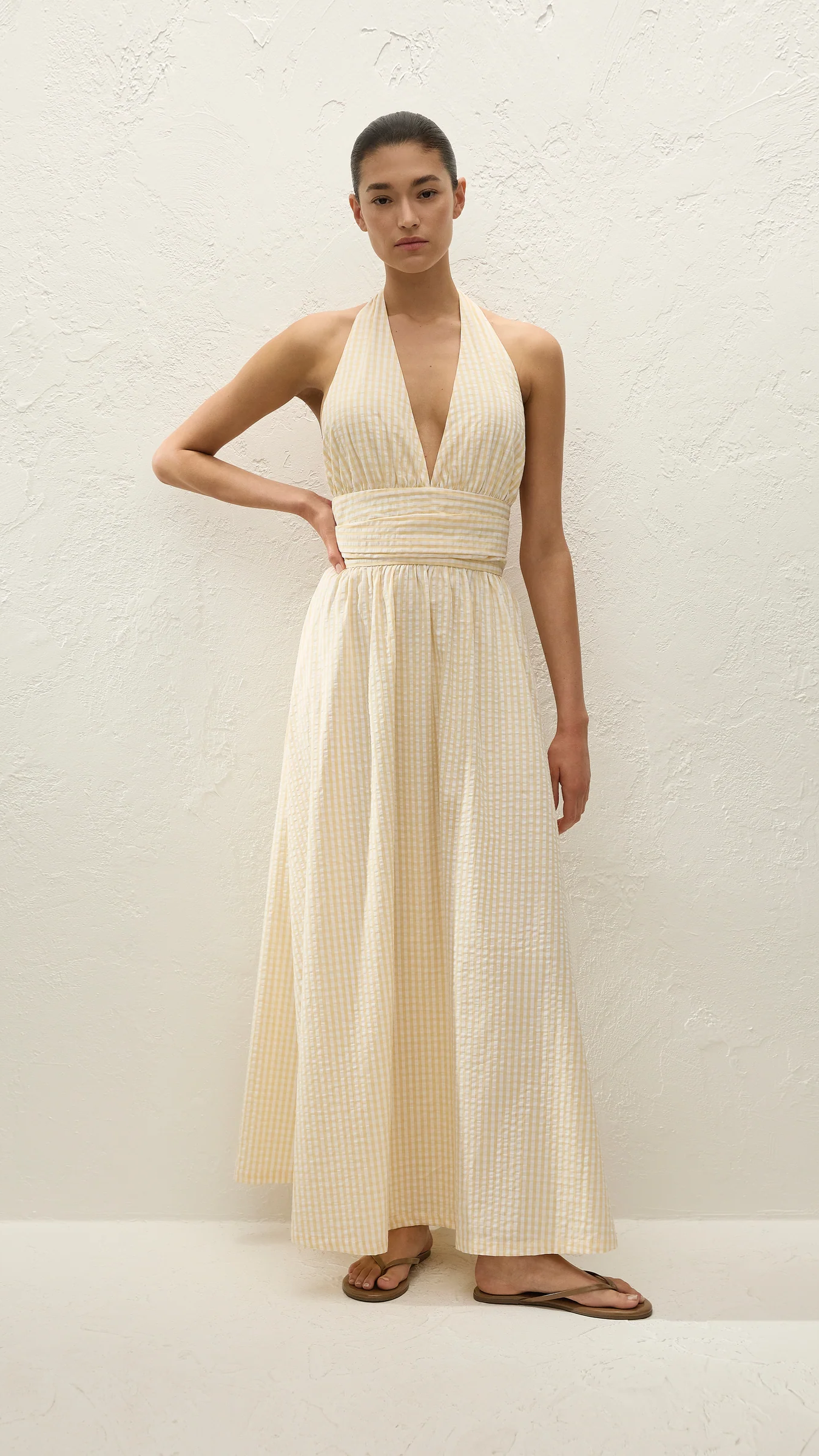 Faithfull Lido Maxi Dress in Butter Textured Gingham