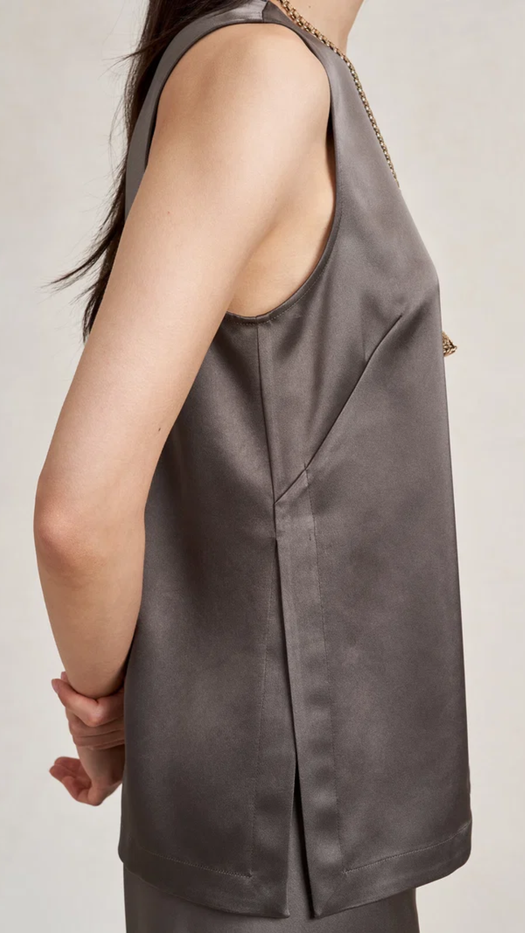 La Ligne Satin Maxime Top in Taupe