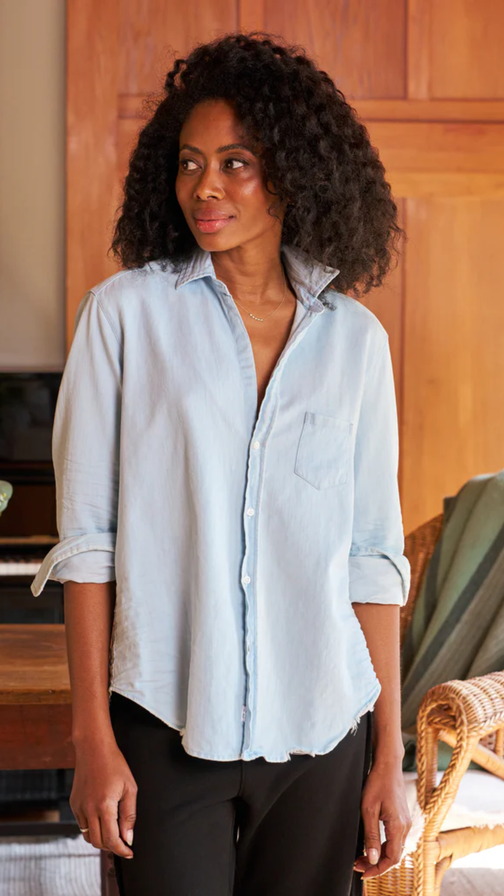 Frank & Eileen Eileen Relaxed Button Up in Classic Blue Tattered Wash
