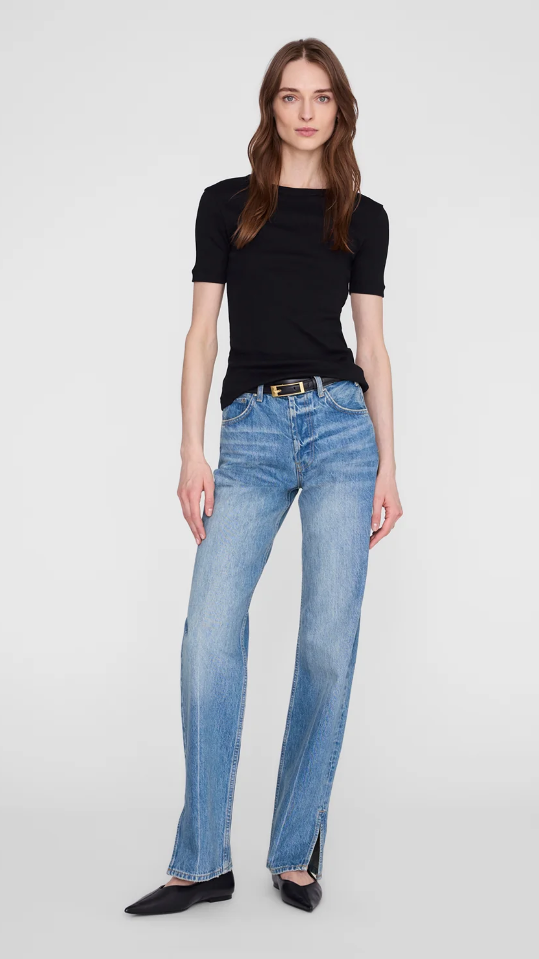 Anine Bing Sixtine Tee Short Sleeve in Black