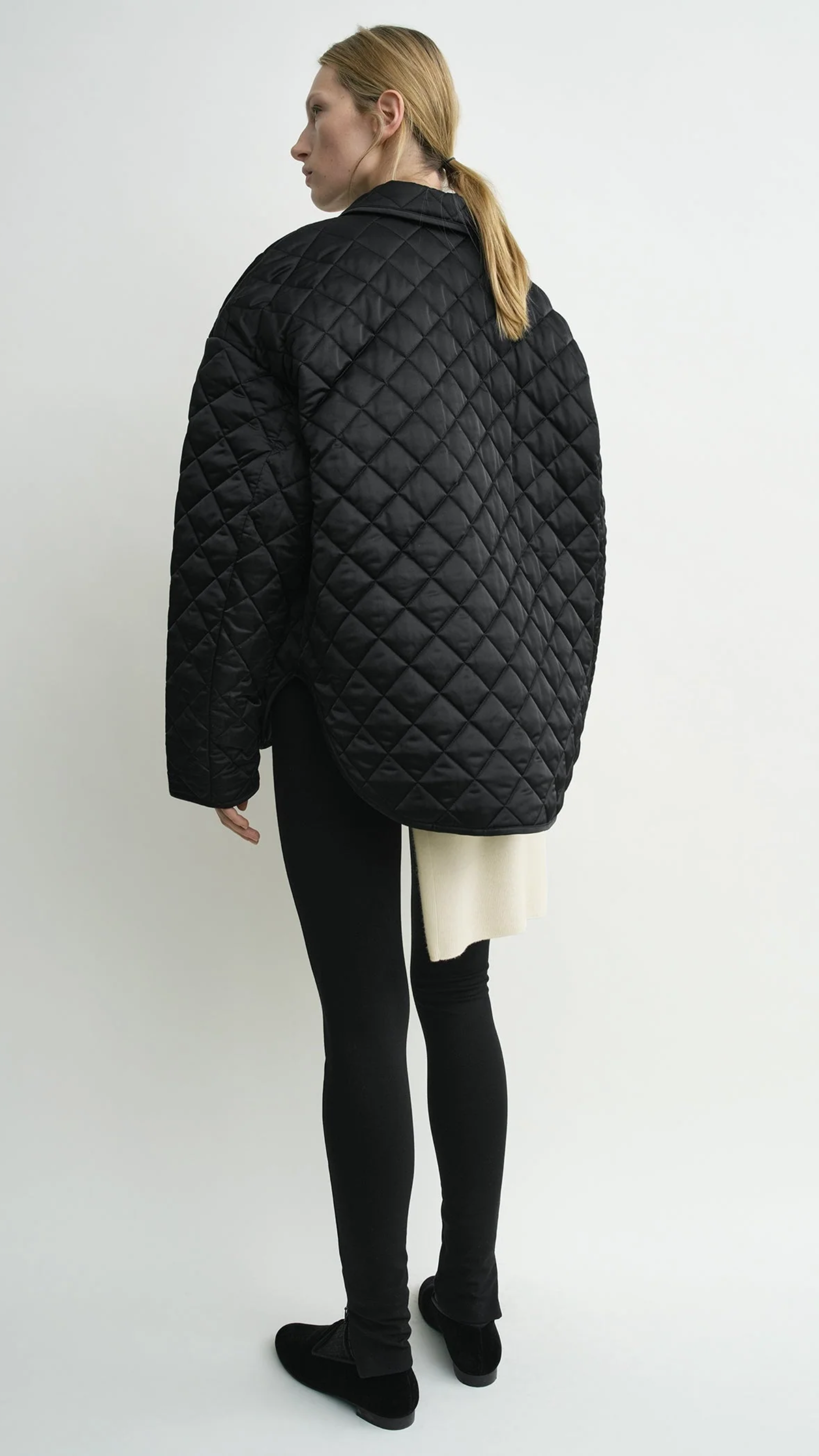 Toteme Collared Quilted Jacket in Black