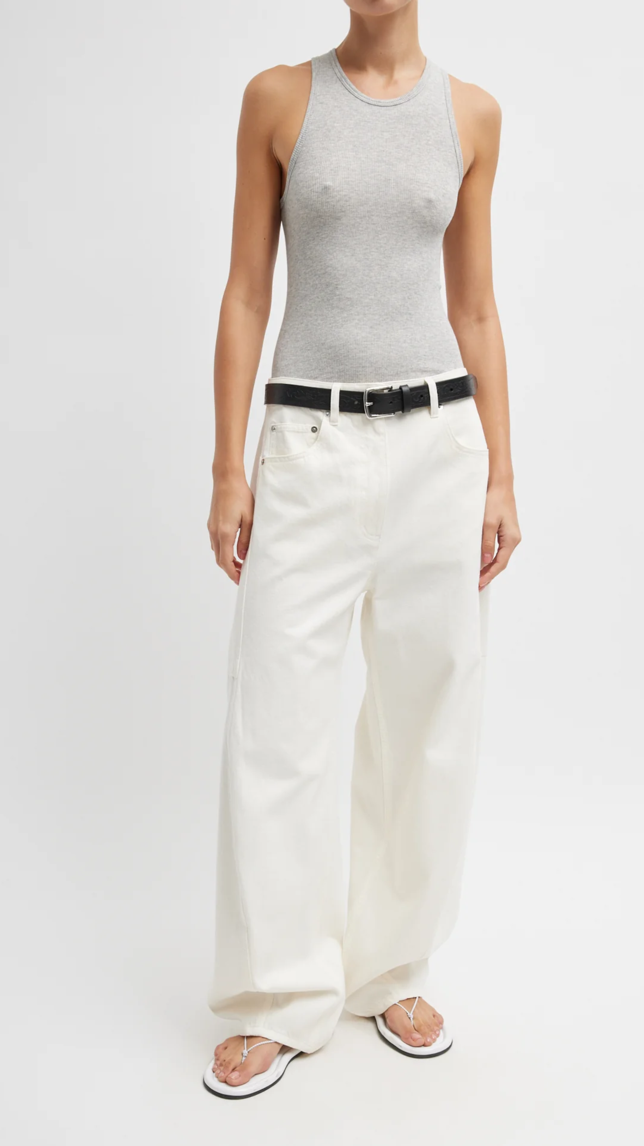 Tibi Regular Length Spring Denim Sid Jean in White