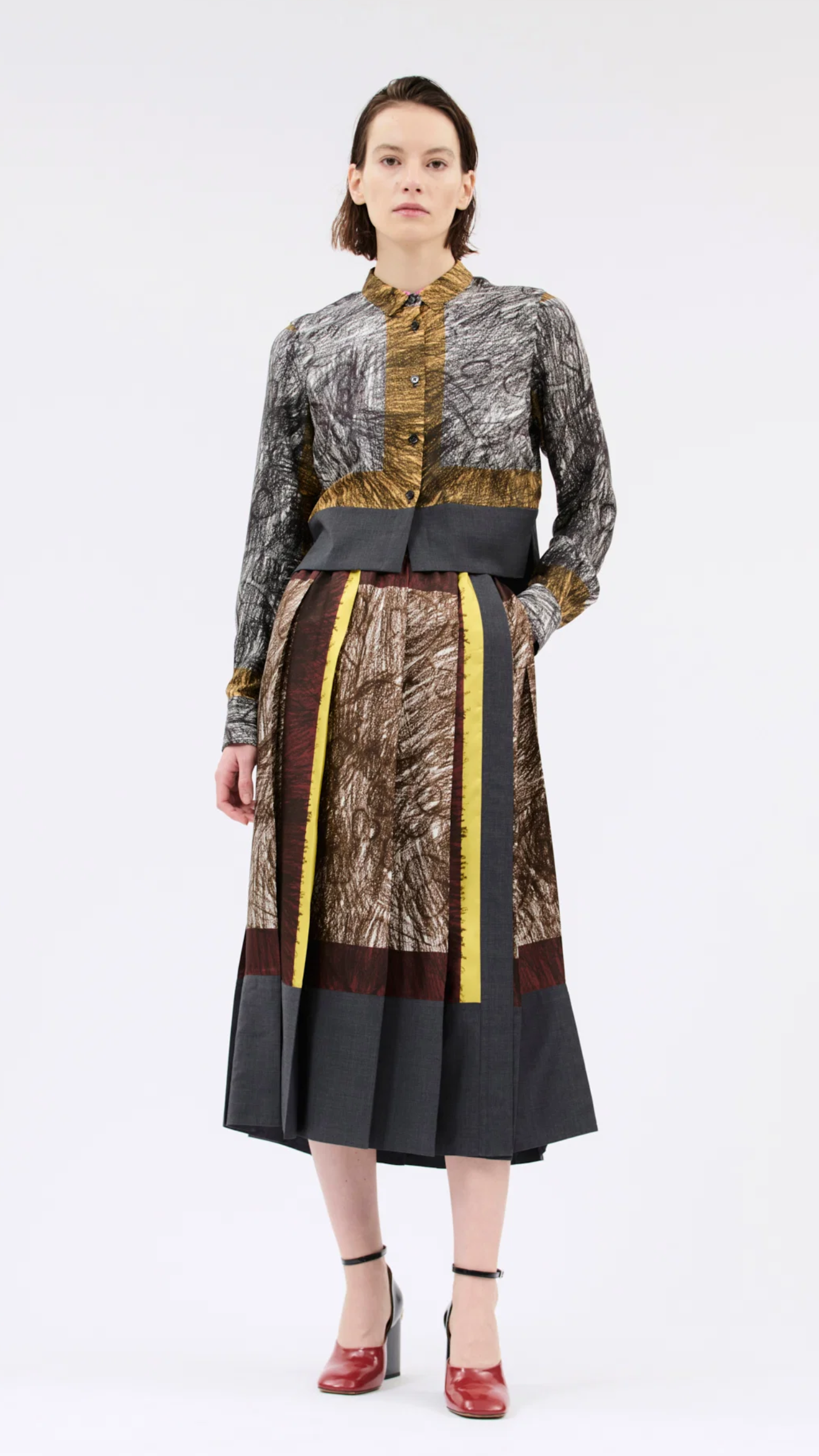 Odeeh Foulard Scribbles Shirt in Myrrh
