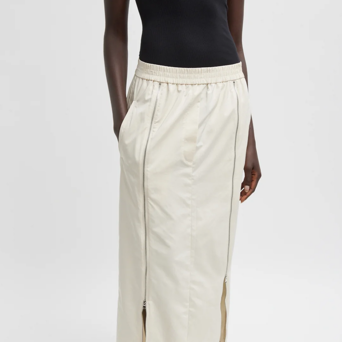 【BAON】Kigenno Shirring Strap Nylon Midi Skirt Cinched Pocket Skirt w/ Leather Belt – HYEIN SEO