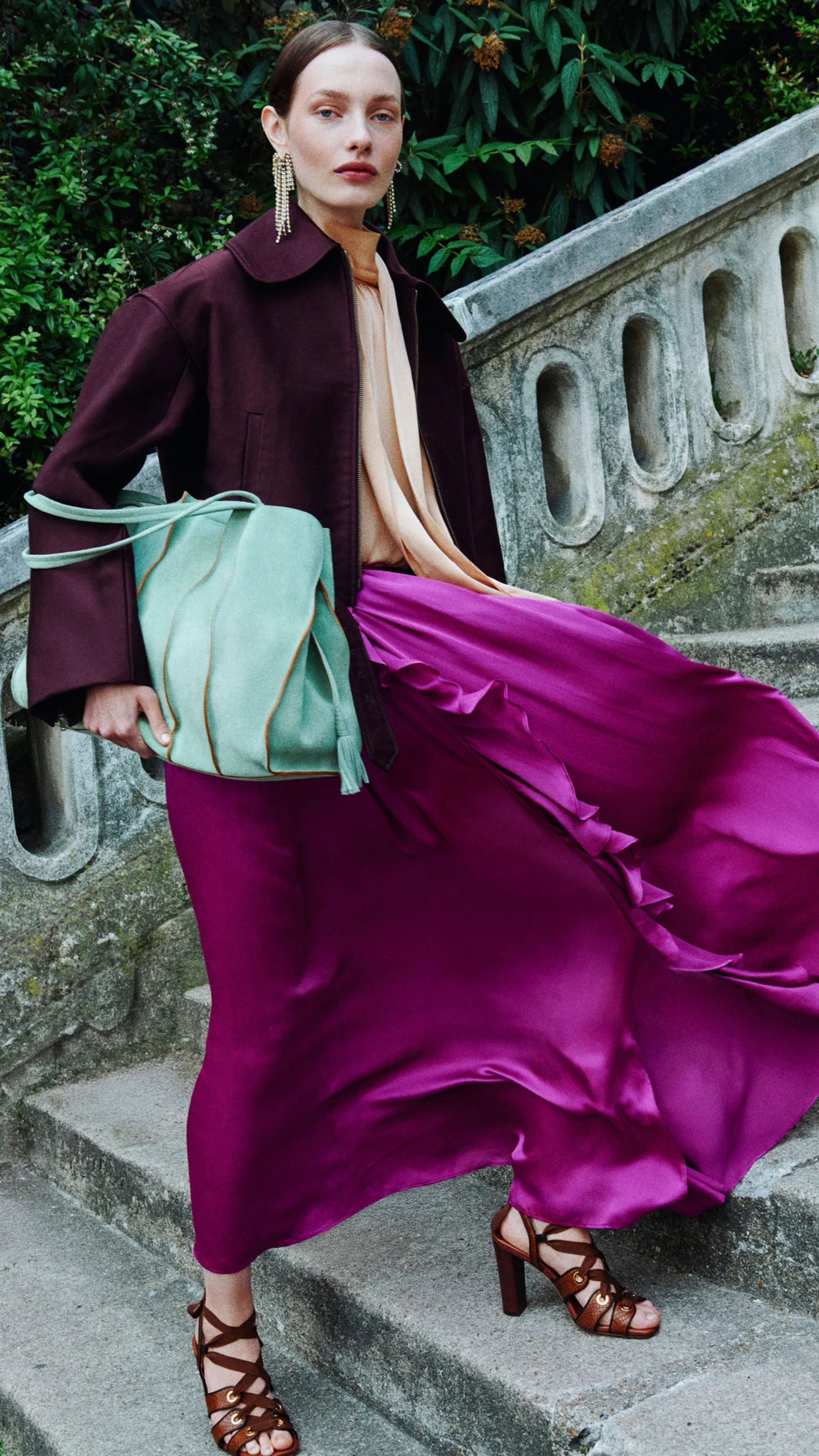 Ulla Johnson Signal Cropped Belted Jacket in Claret