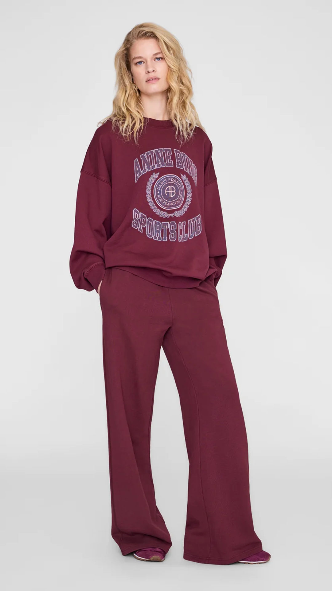 Anine Bing Miles Sweatshirt in Burgundy