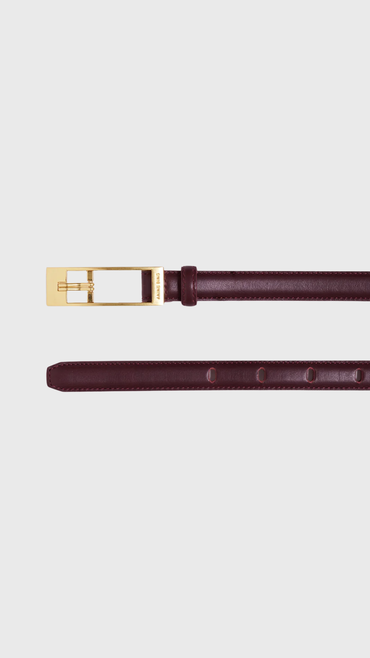 Anine Bing Elly Smooth Leather Belt in Fig