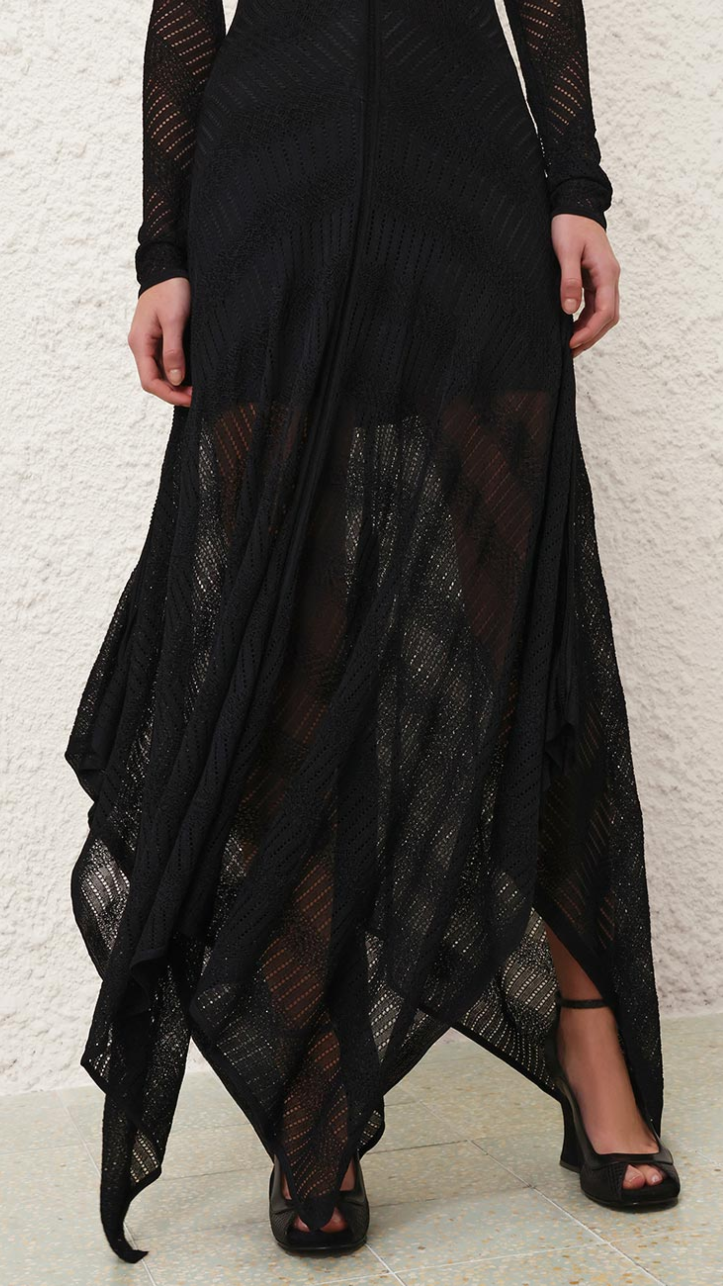 Zimmermann Valiant Chevron Lace Dress in Black