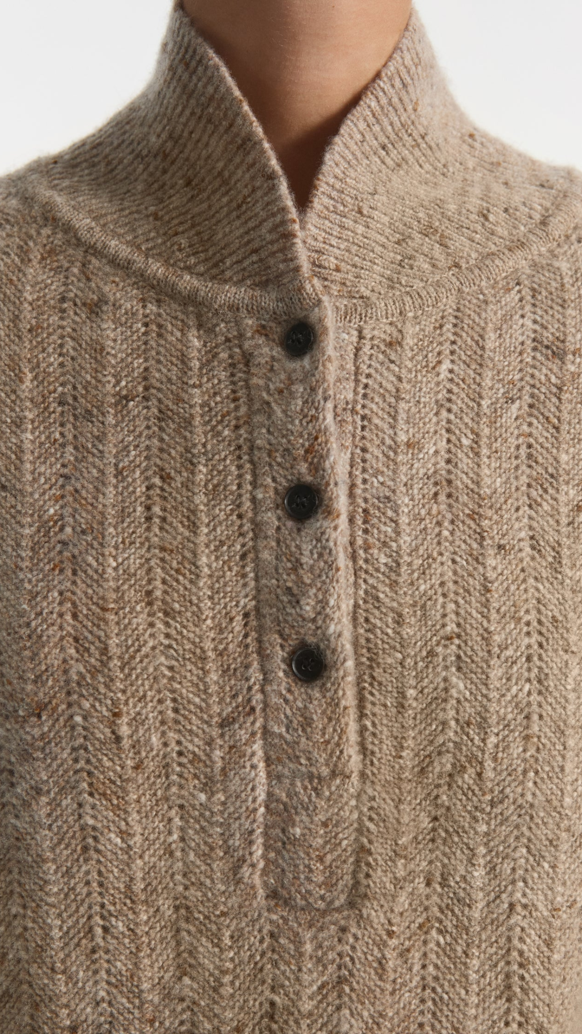 CO Cropped Henley Sweater in Antelope