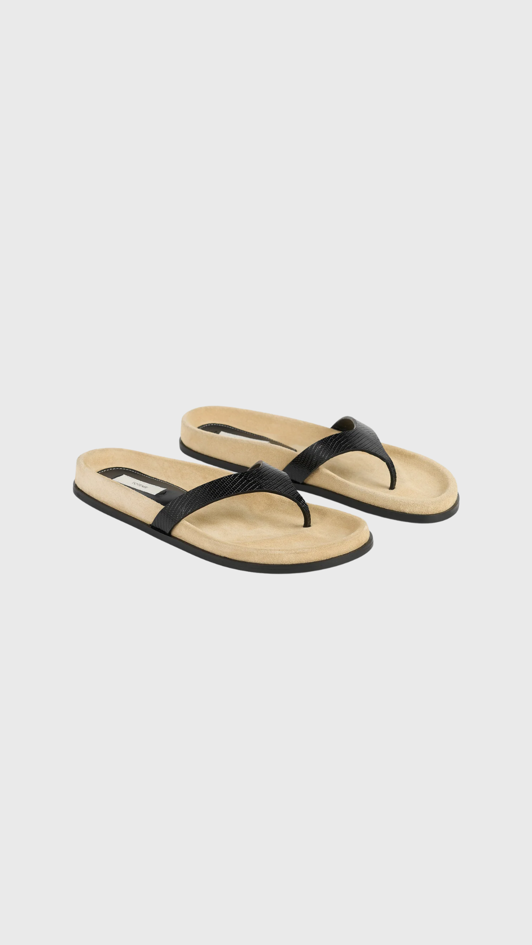 Toteme Swift Lizzard Embossed Sandals in Beige/Black