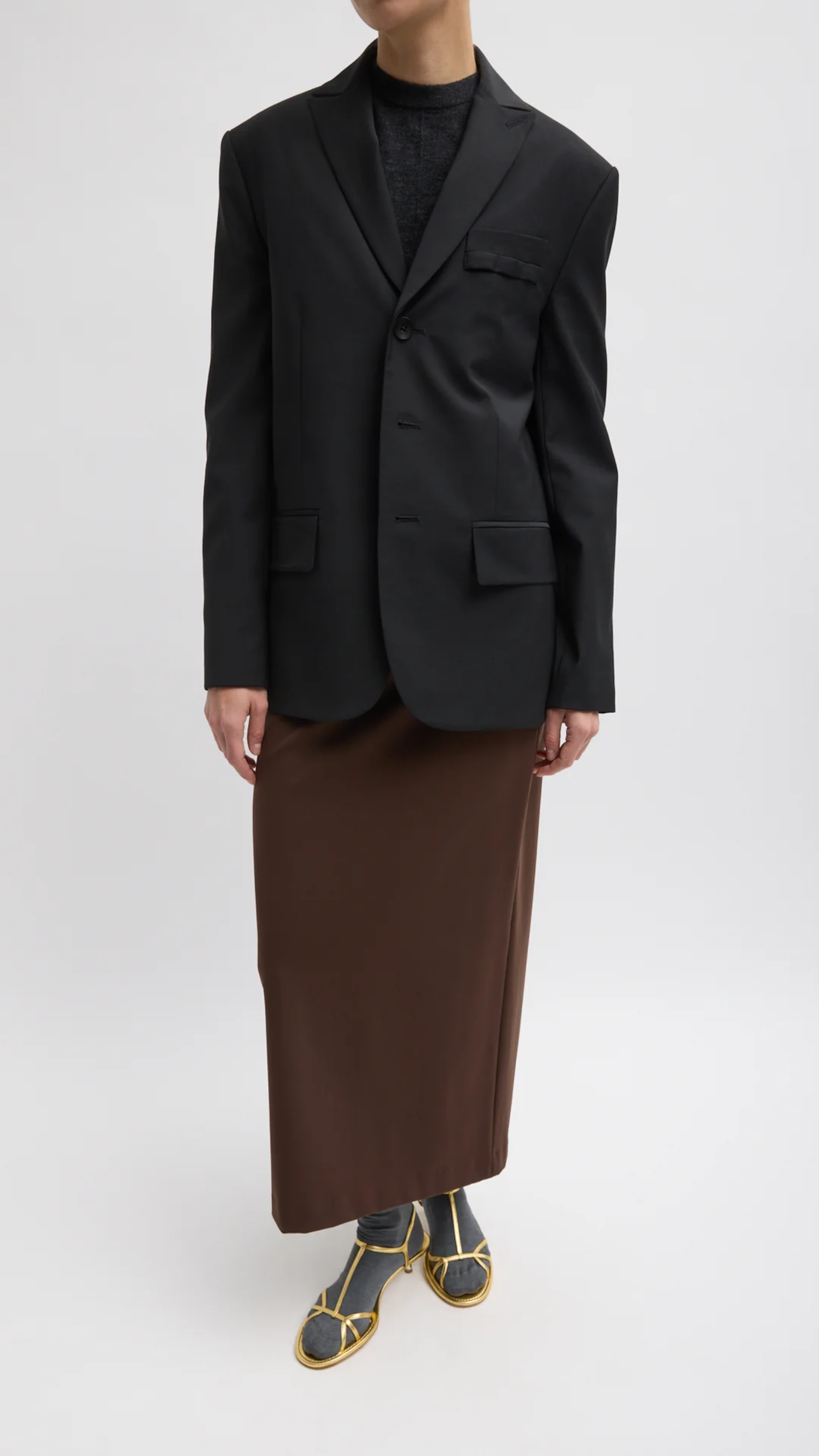 Tibi Tropical Wool Dennis Cutout Blazer in Black
