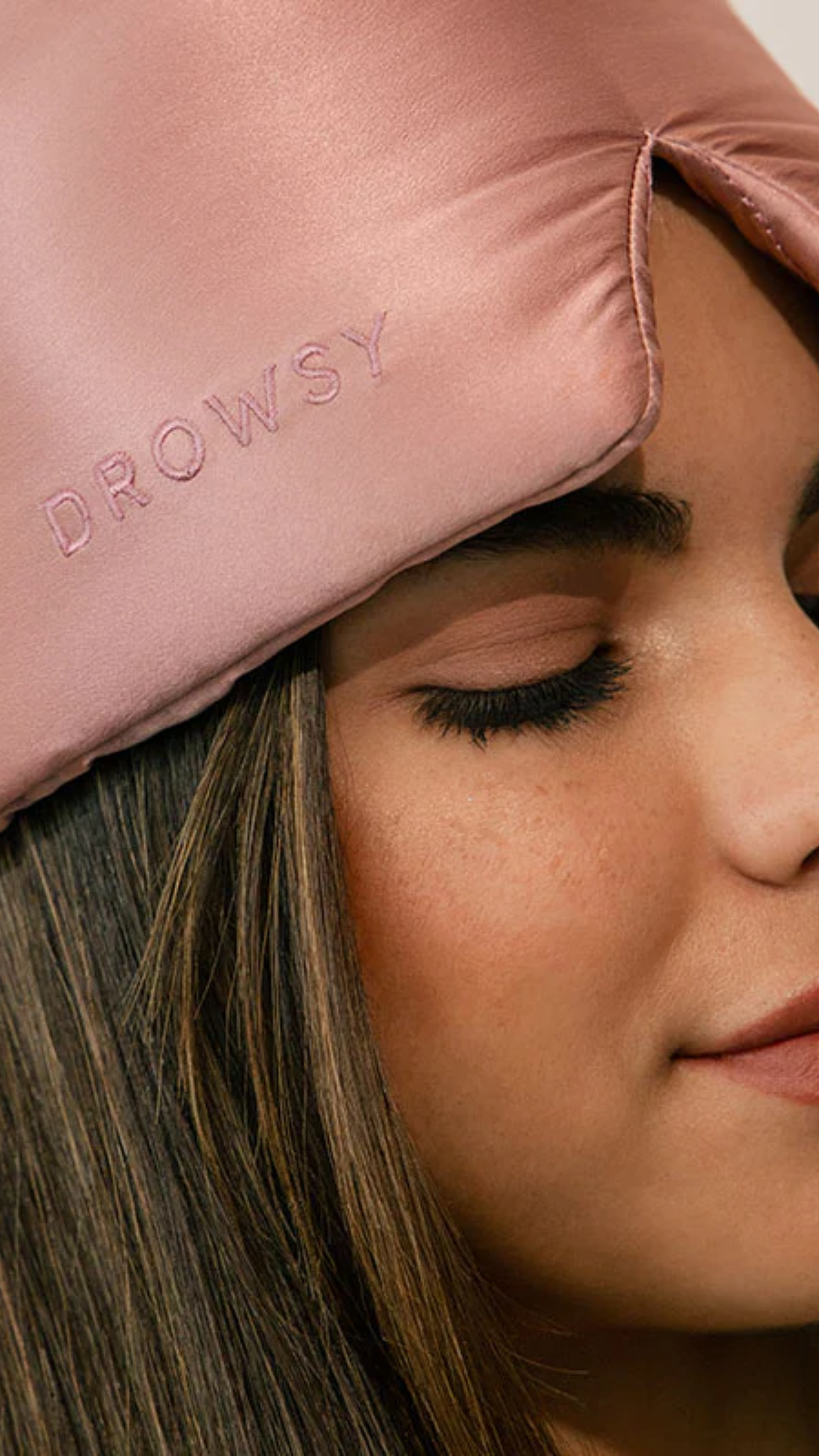 Drowsy Damask Eyelash Protecting Silk Sleep Mask in Rose
