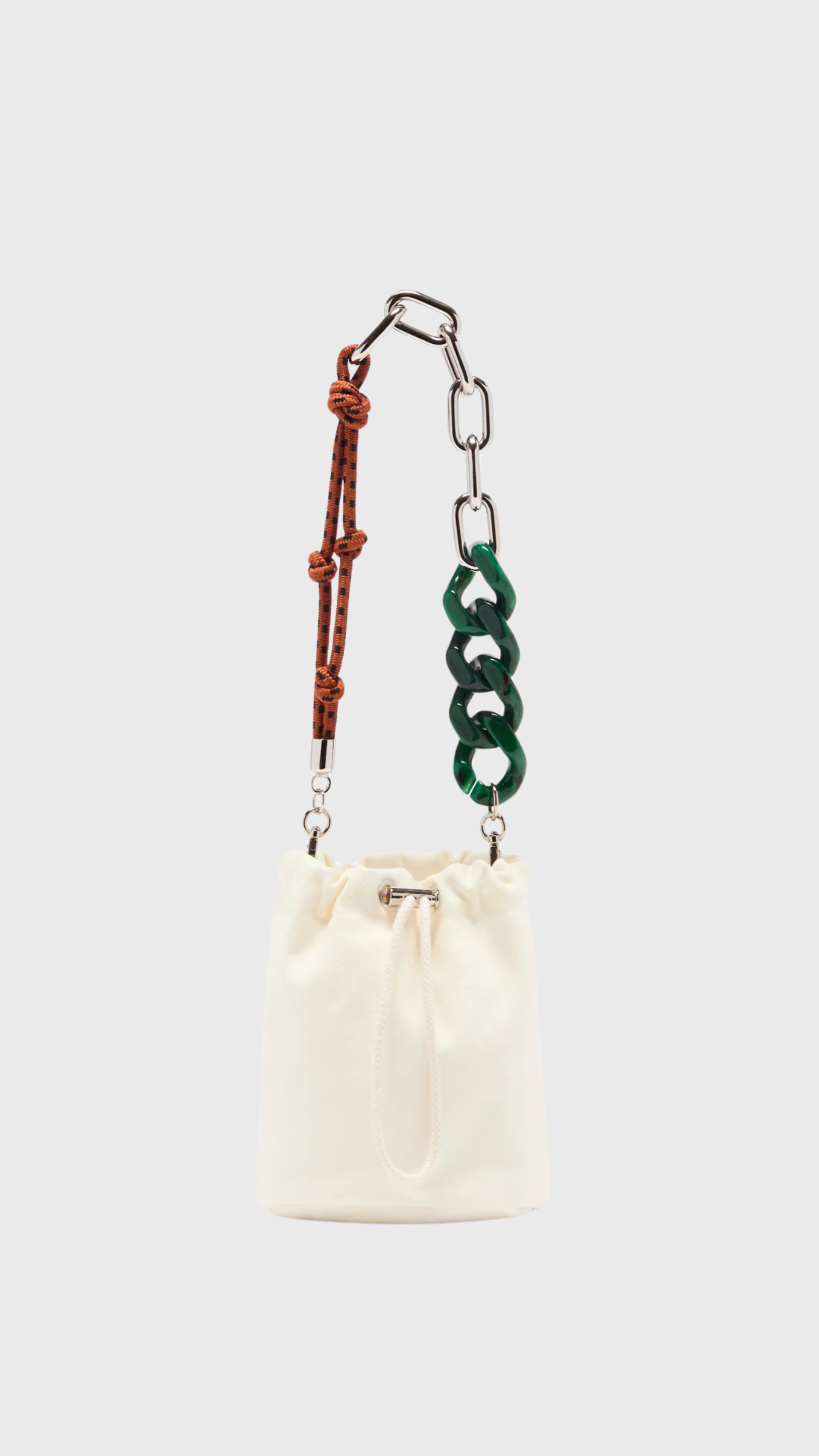 Plan C Canvas Drawstring Bucket Bag in White