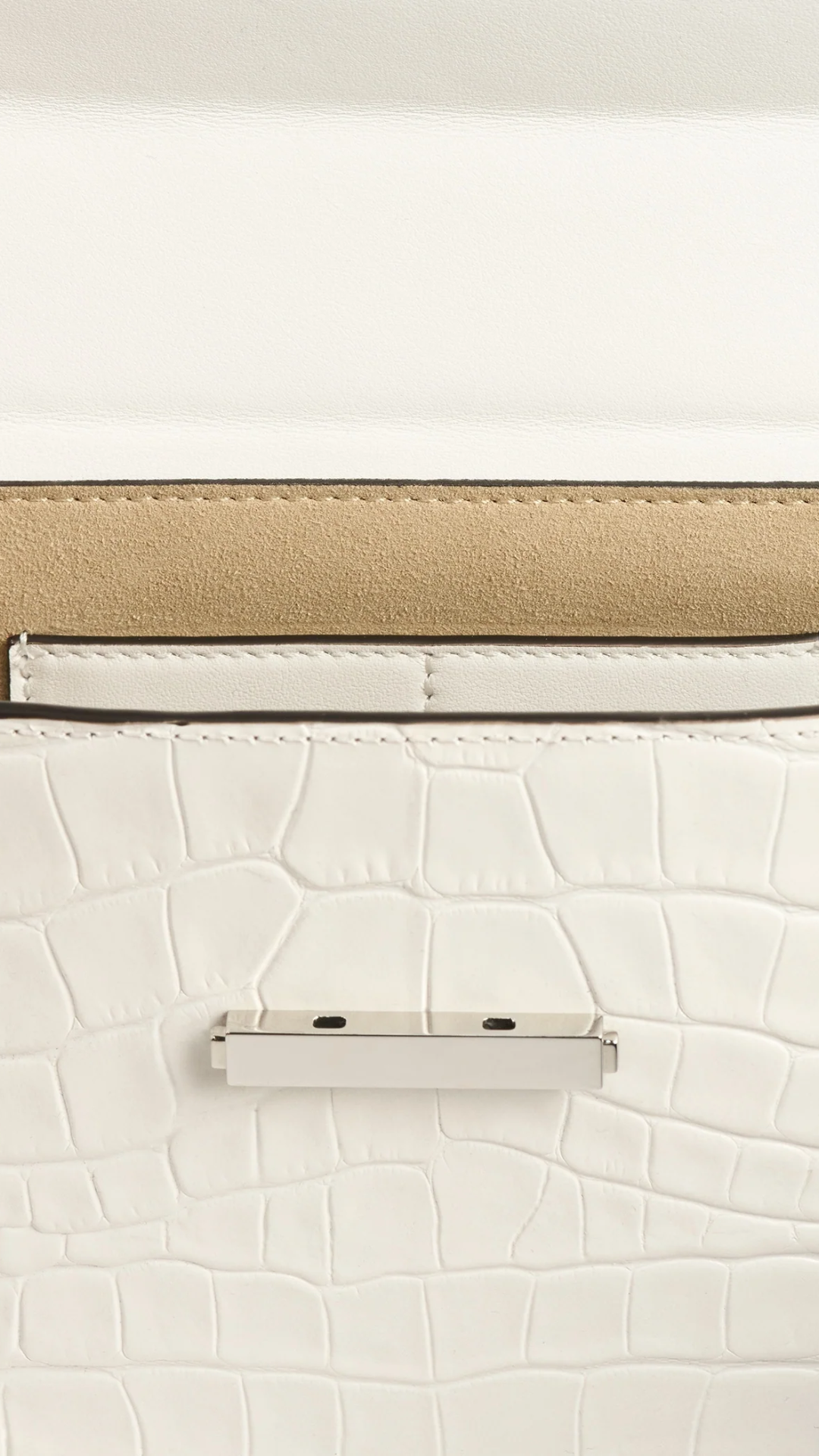 Toteme Clip Croco Embossed Shoulder Bag in Off White