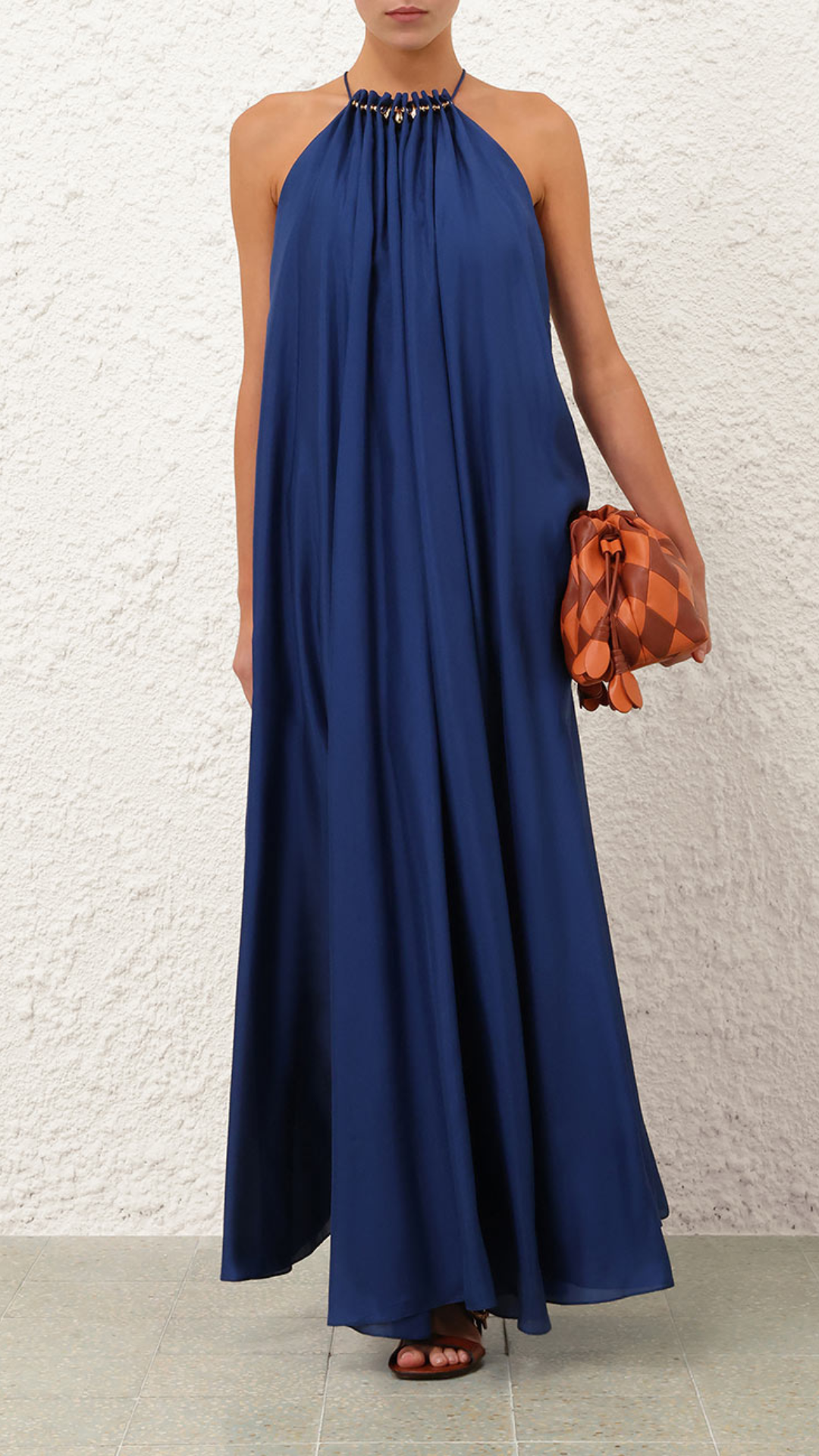 Zimmermann Aster Gathered Bead Maxi Dress in Dark Cobalt