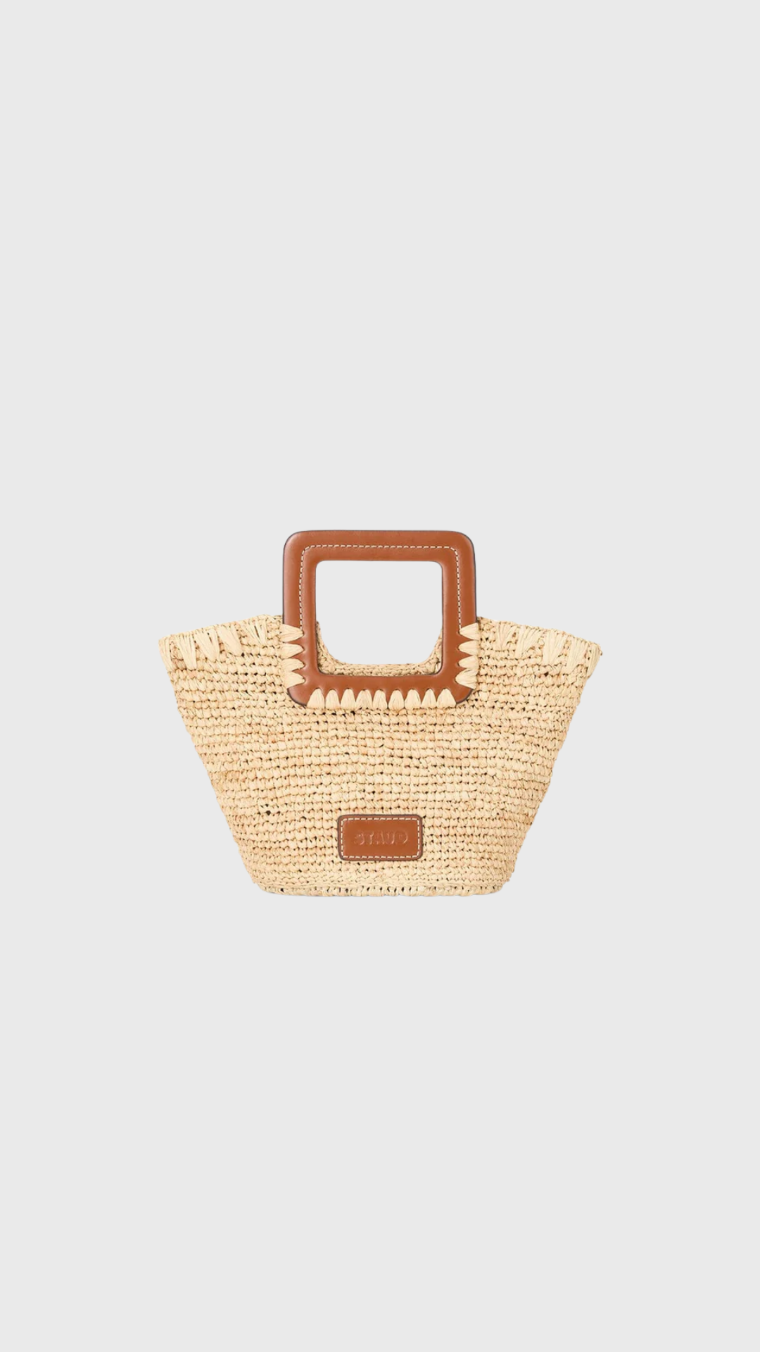 Staud Shirley Raffia Mini Bucket Bag in Natural