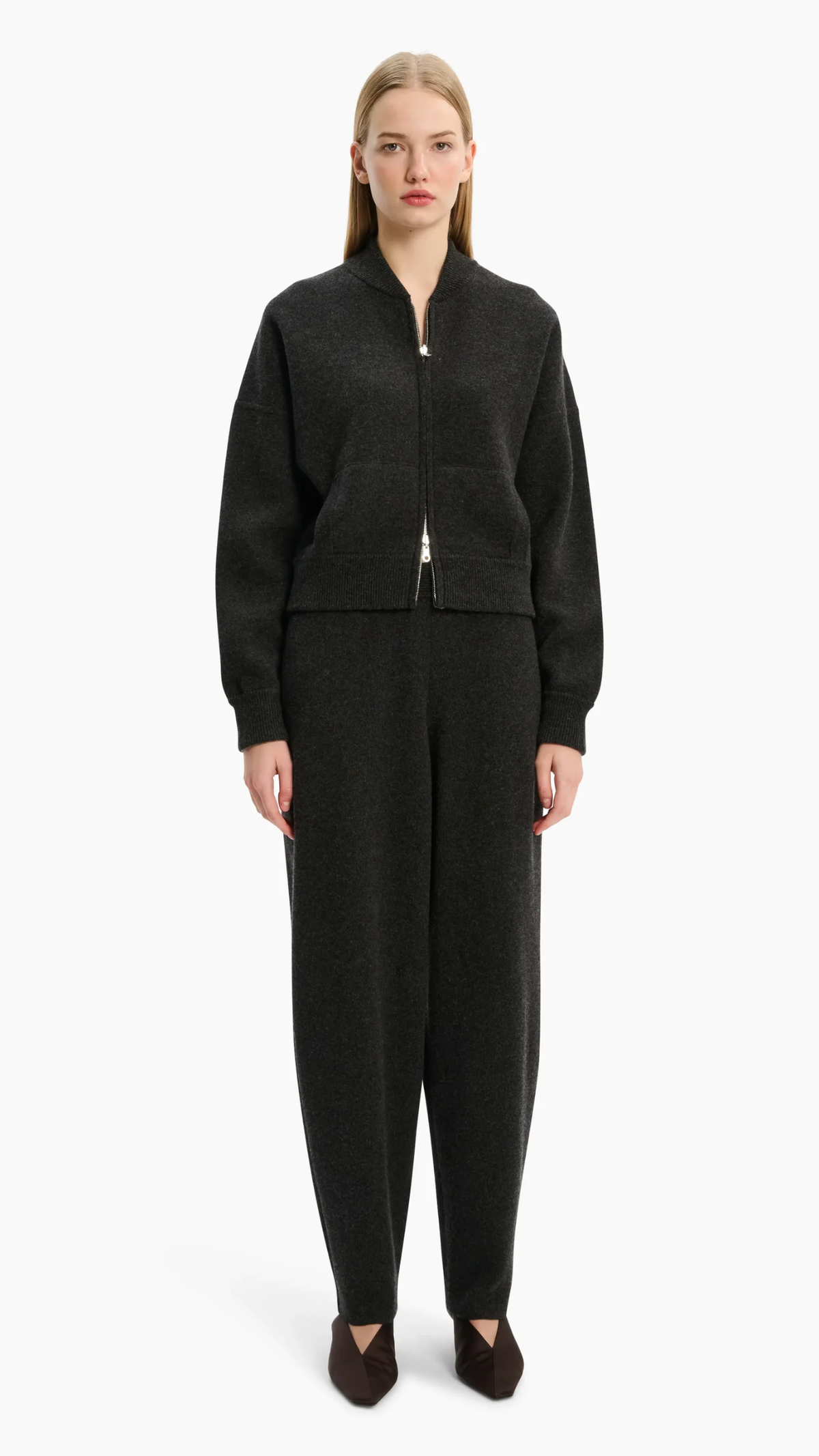 Arch 4 New Jace Cashmere Zip Jacket in Dark Charcoal & Granite Marl