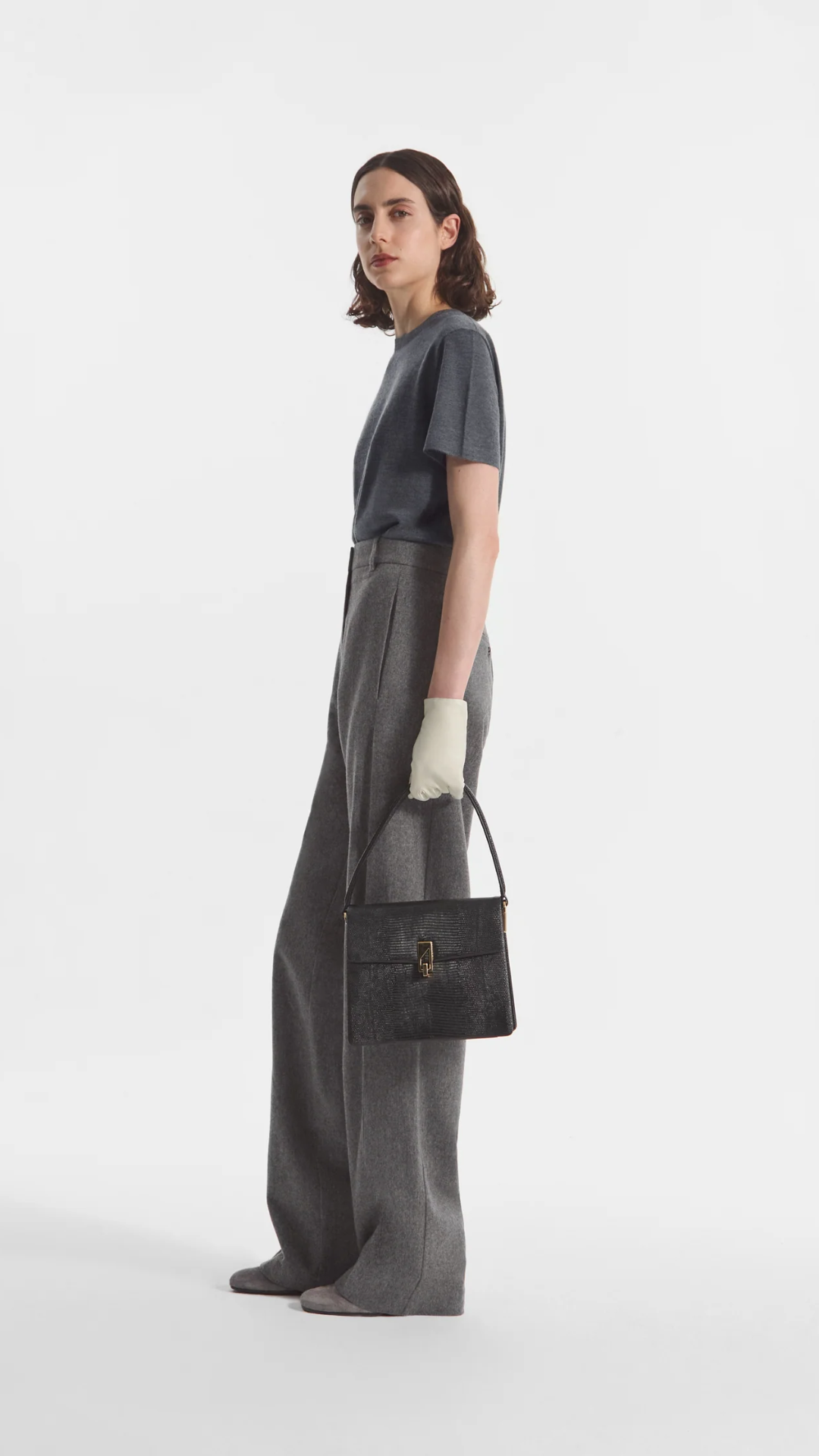 CO High Waisted Trouser in Grey Melange