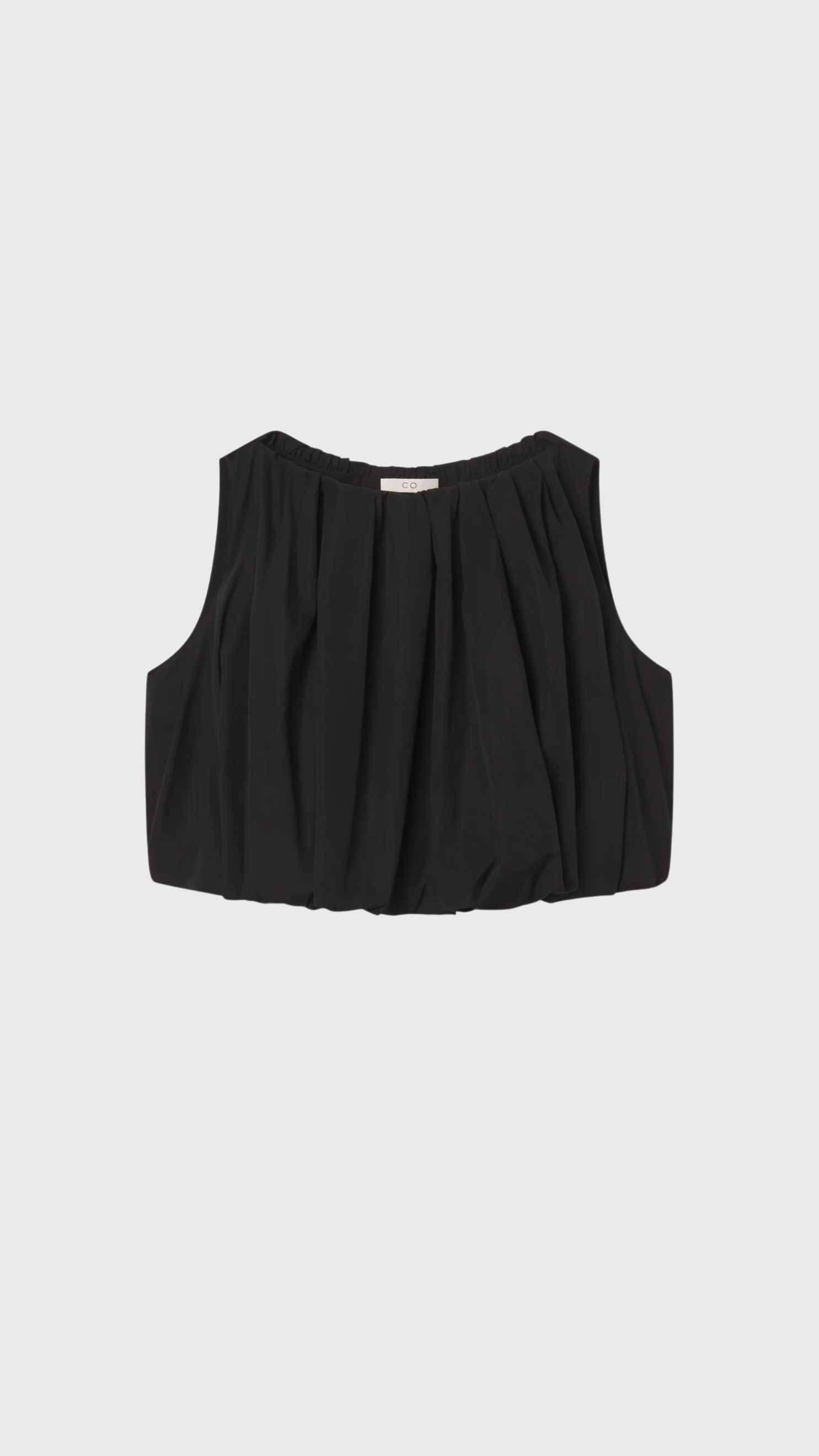 CO Bubble Top in Black Cotton Poplin