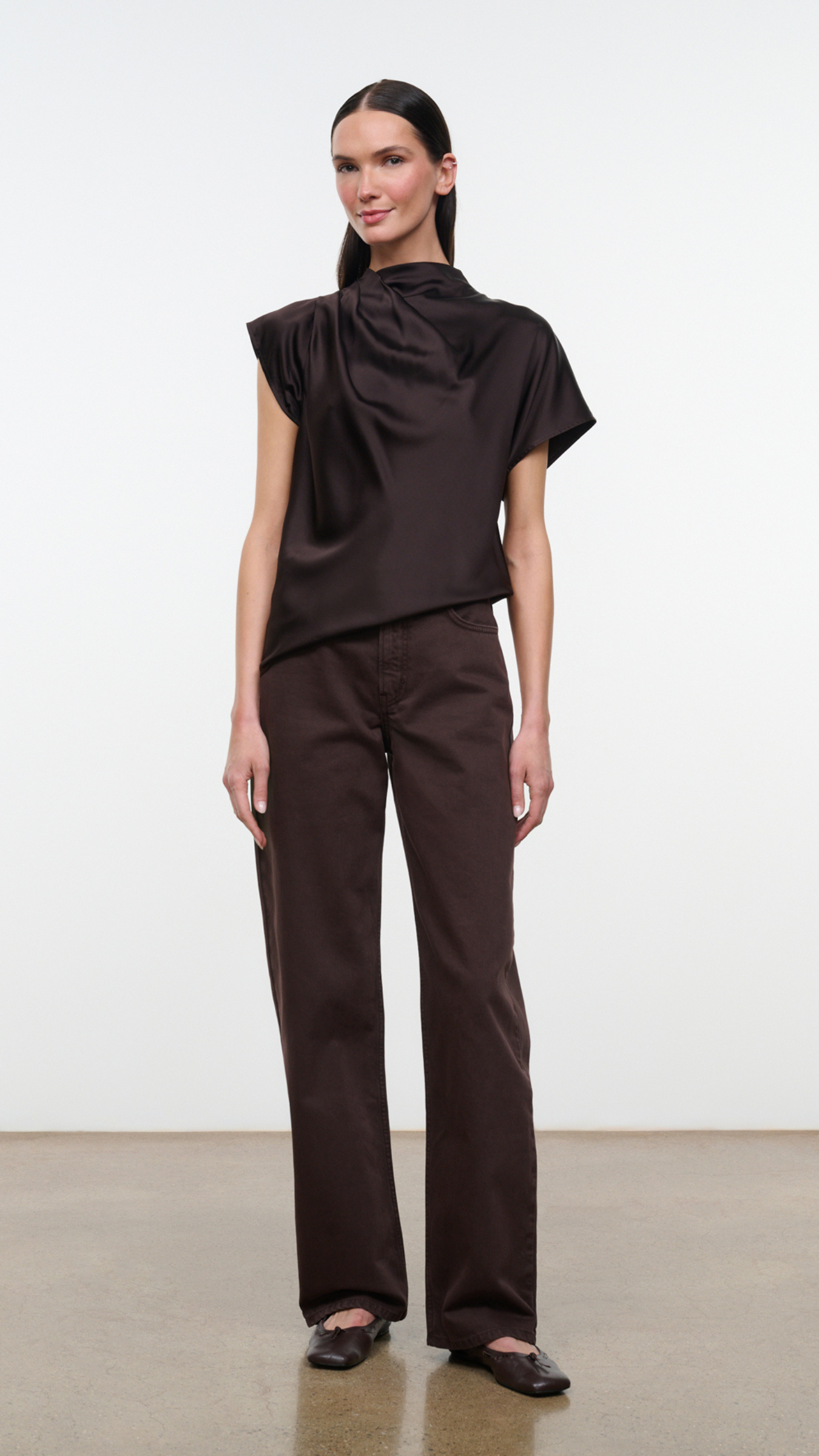 Staud Davina Silk Top in Earth